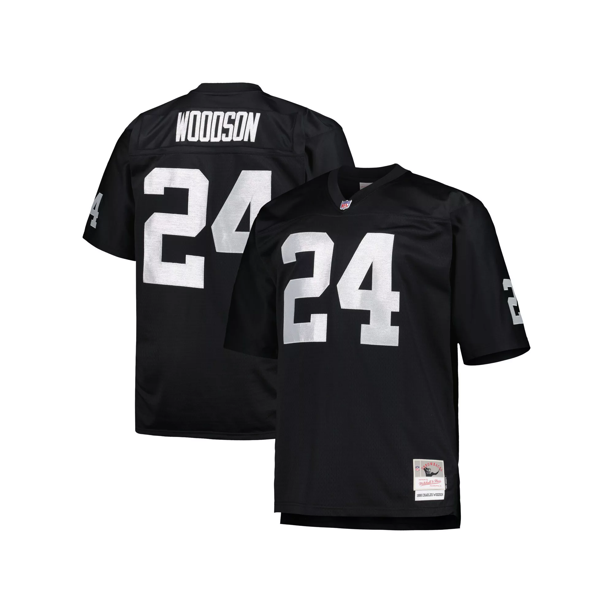 Men's Mitchell & Ness Charles Woodson Black Las Vegas Raiders Big & Tall 1998 Retired Player Replica Jersey