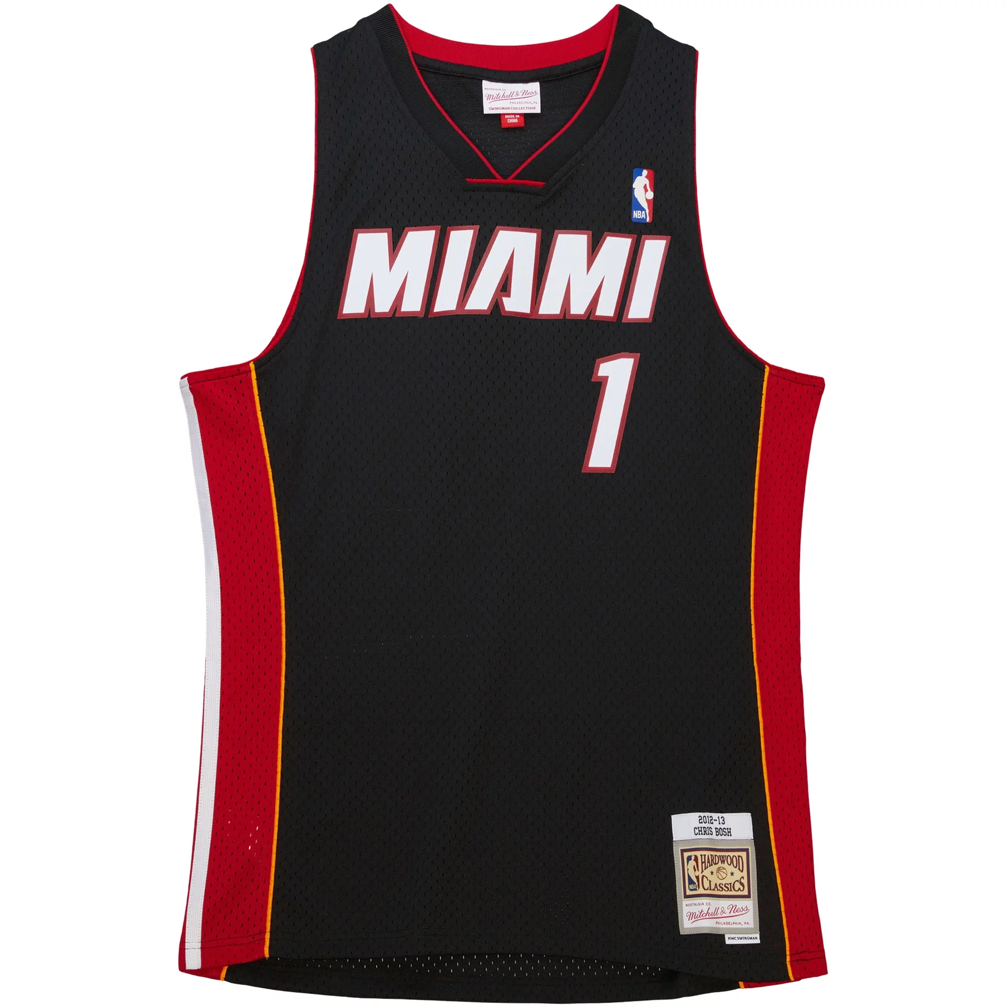 Men's Mitchell & Ness Chris Bosh Black Miami Heat Hardwood Classics Swingman Jersey