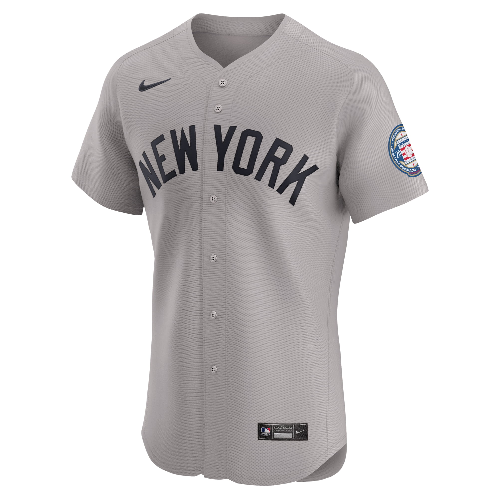Men's Nike Derek Jeter Gray New York Yankees Road 2020 Hall of Fame Induction Patch Elite Player Jersey