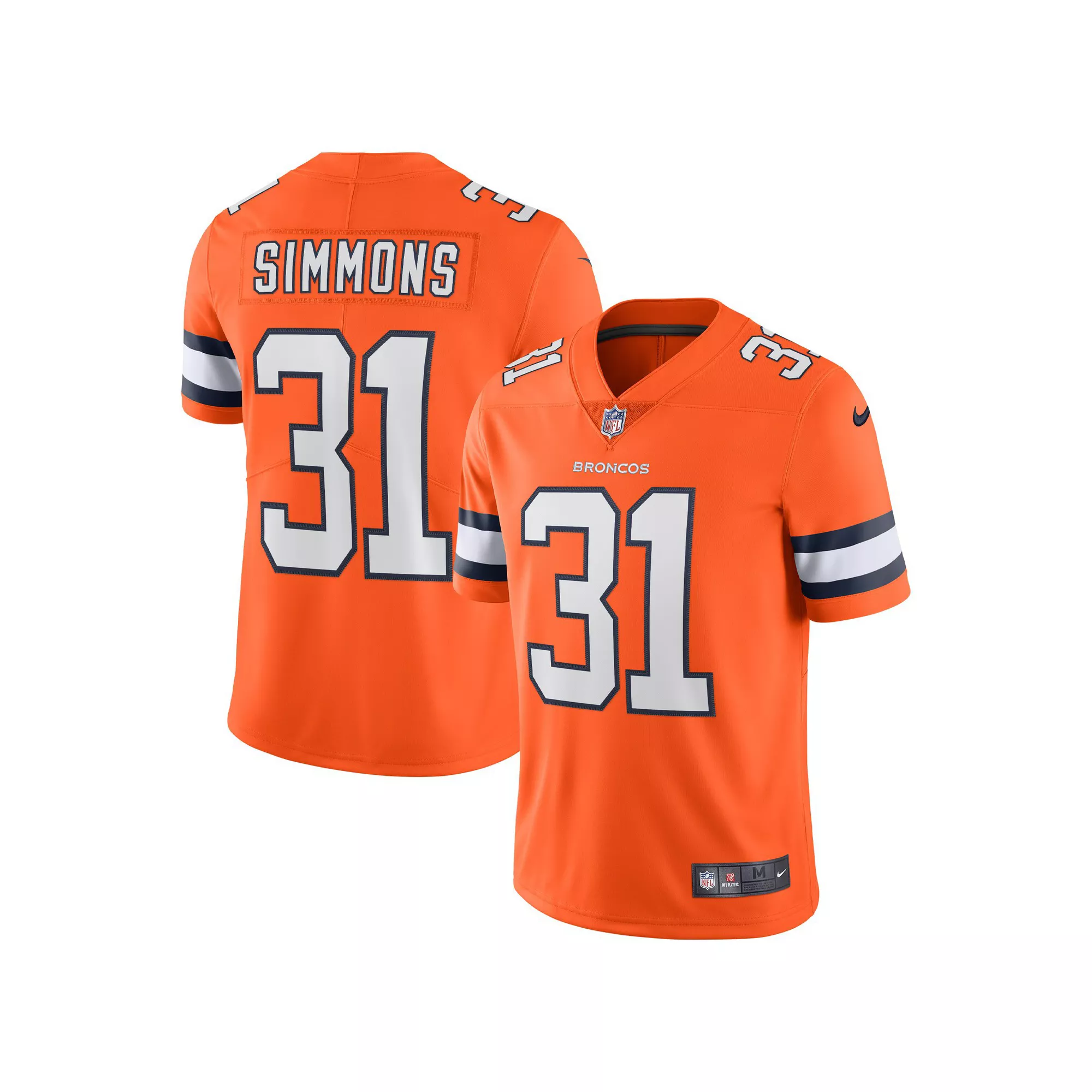 Men's Nike Justin Simmons Orange Denver Broncos Alternate Vapor Limited Jersey