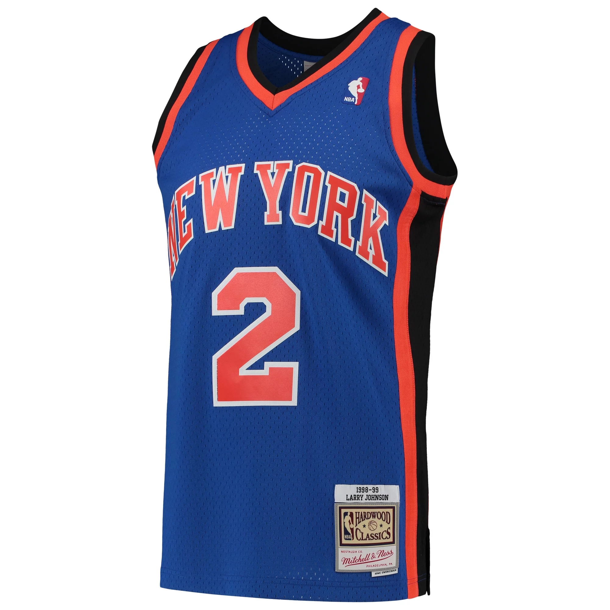 Men's Mitchell & Ness Larry Johnson Blue New York Knicks Hardwood Classics Swingman Jersey