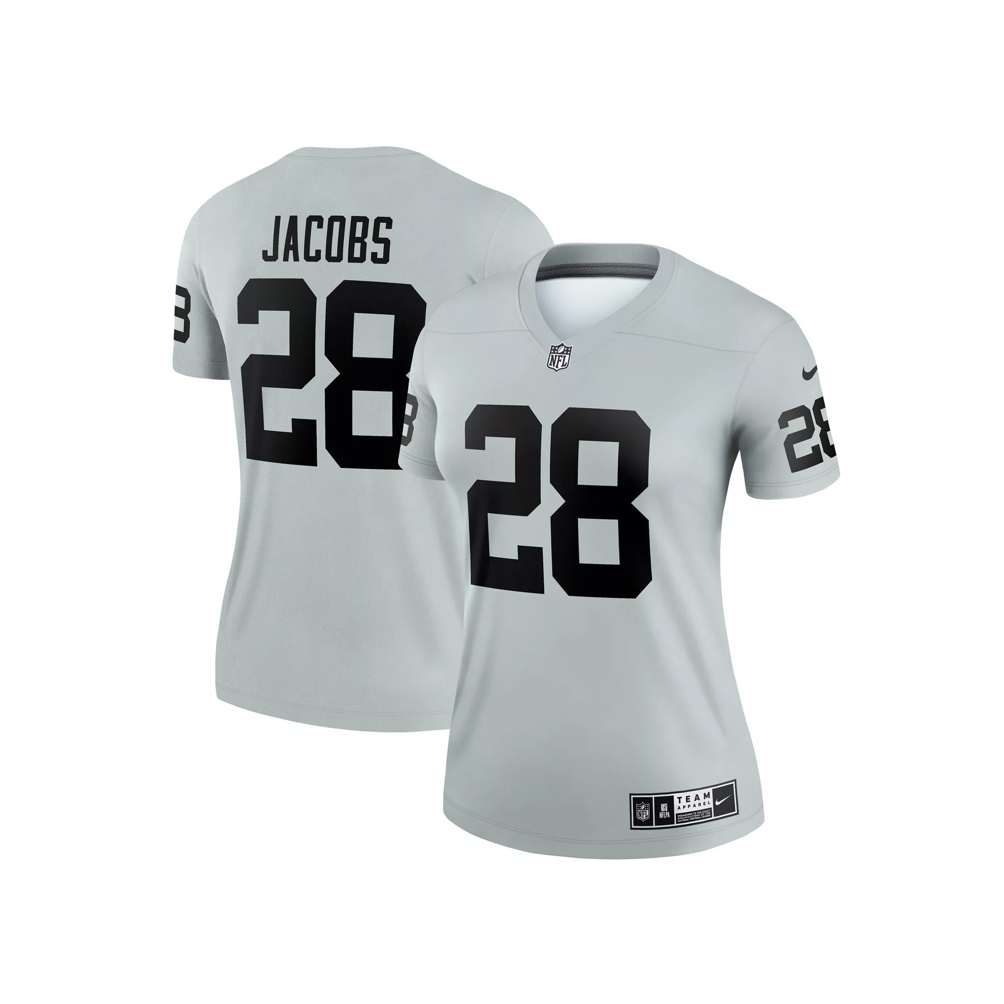 Women's Nike Josh Jacobs Silver Las Vegas Raiders Inverted Legend Jersey