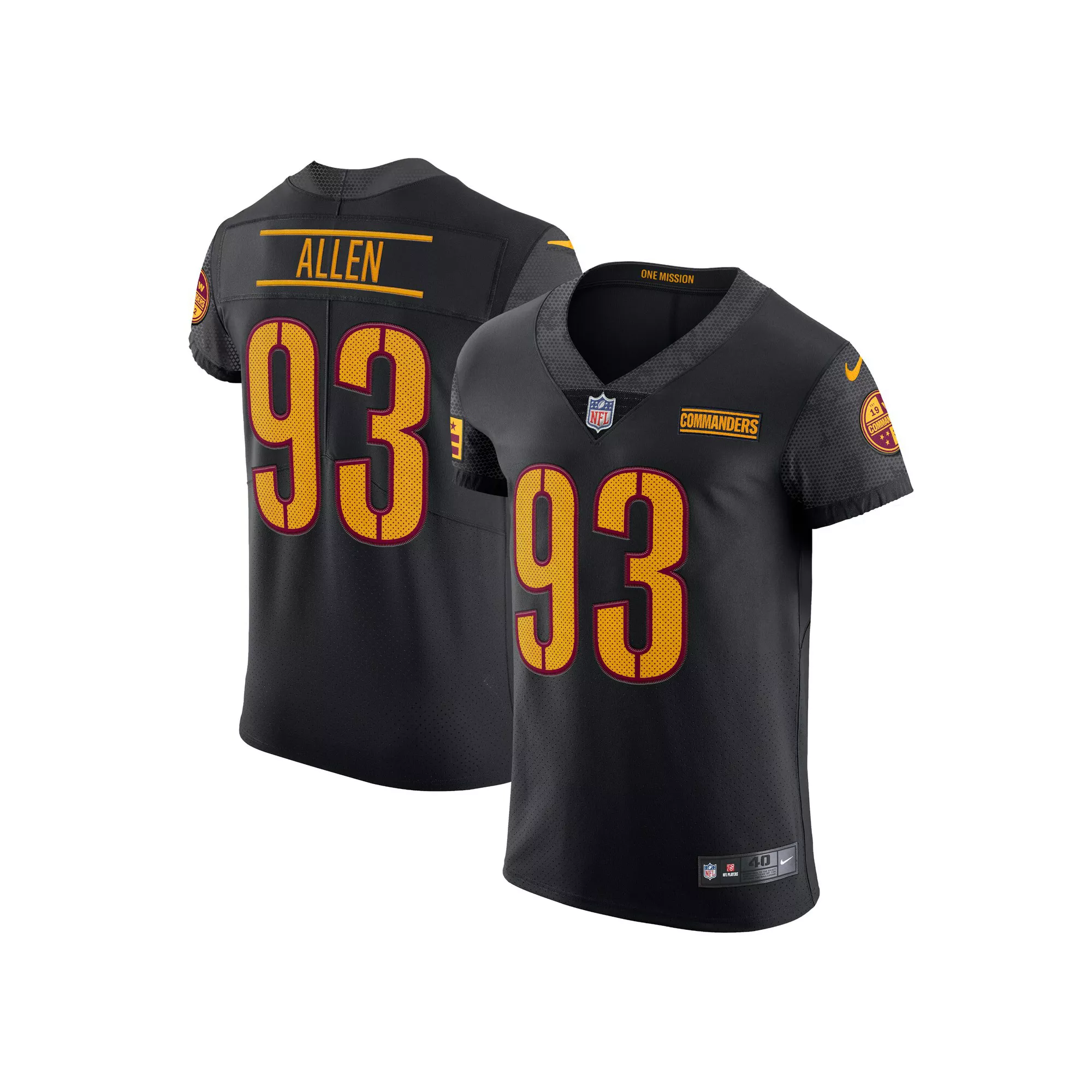 Men's Nike Jonathan Allen Black Washington Commanders Alternate Vapor Elite Jersey