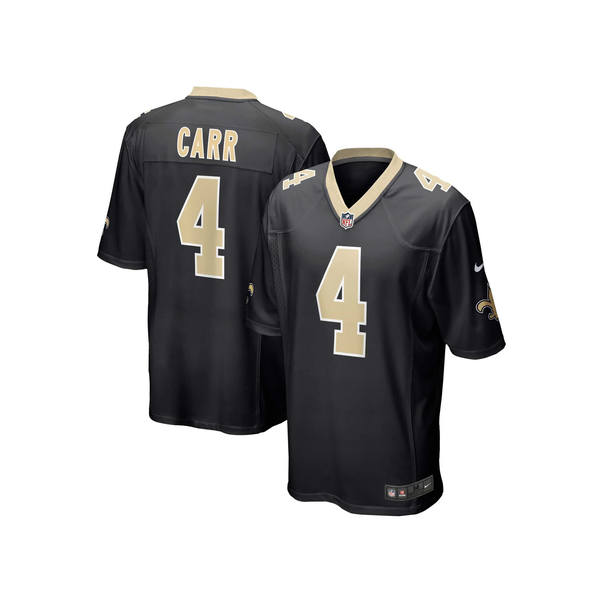 Men's Nike Derek Carr Black New Orleans Saints Game Jersey