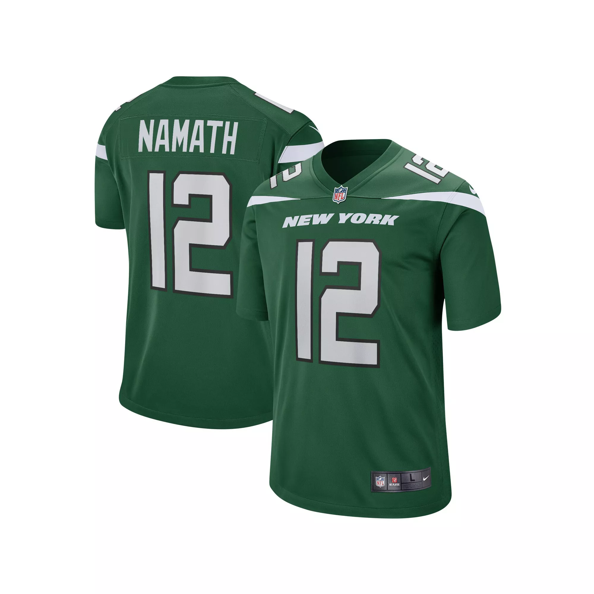 Men's Nike Joe Namath Gotham Green New York Jets Game Retired Player Jersey