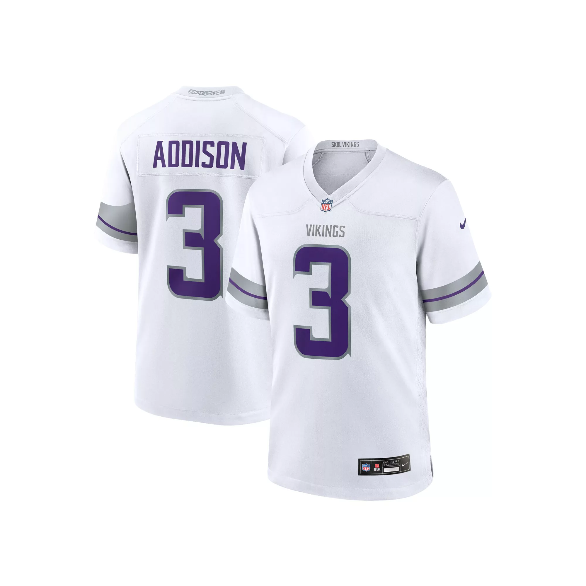 Men's Nike Jordan Addison White Minnesota Vikings Alternate Game Player Jersey