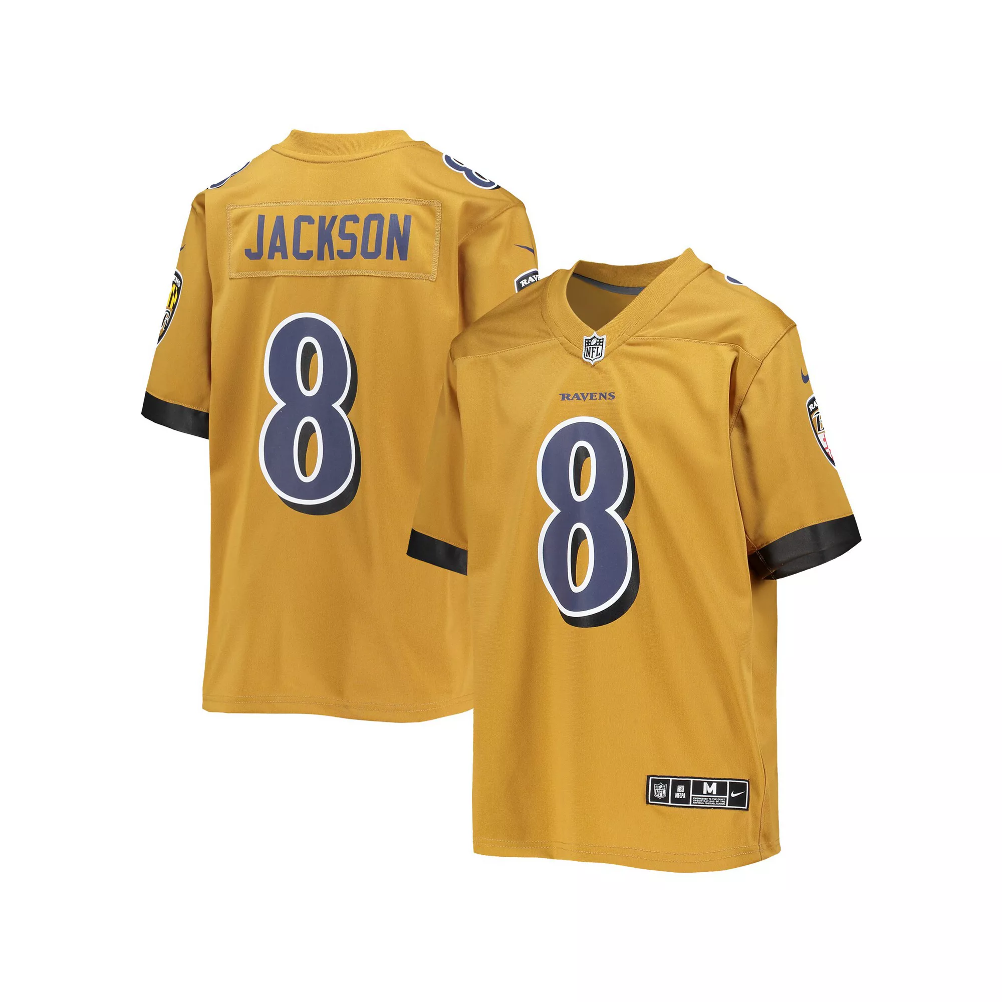 Youth Nike Lamar Jackson Gold Baltimore Ravens Inverted Team Game Jersey