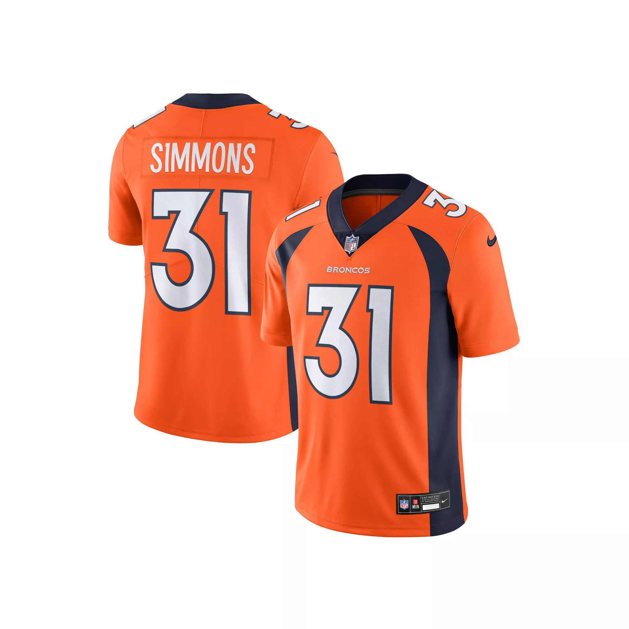 Men's Nike Justin Simmons Orange Denver Broncos  Vapor Untouchable Limited Jersey