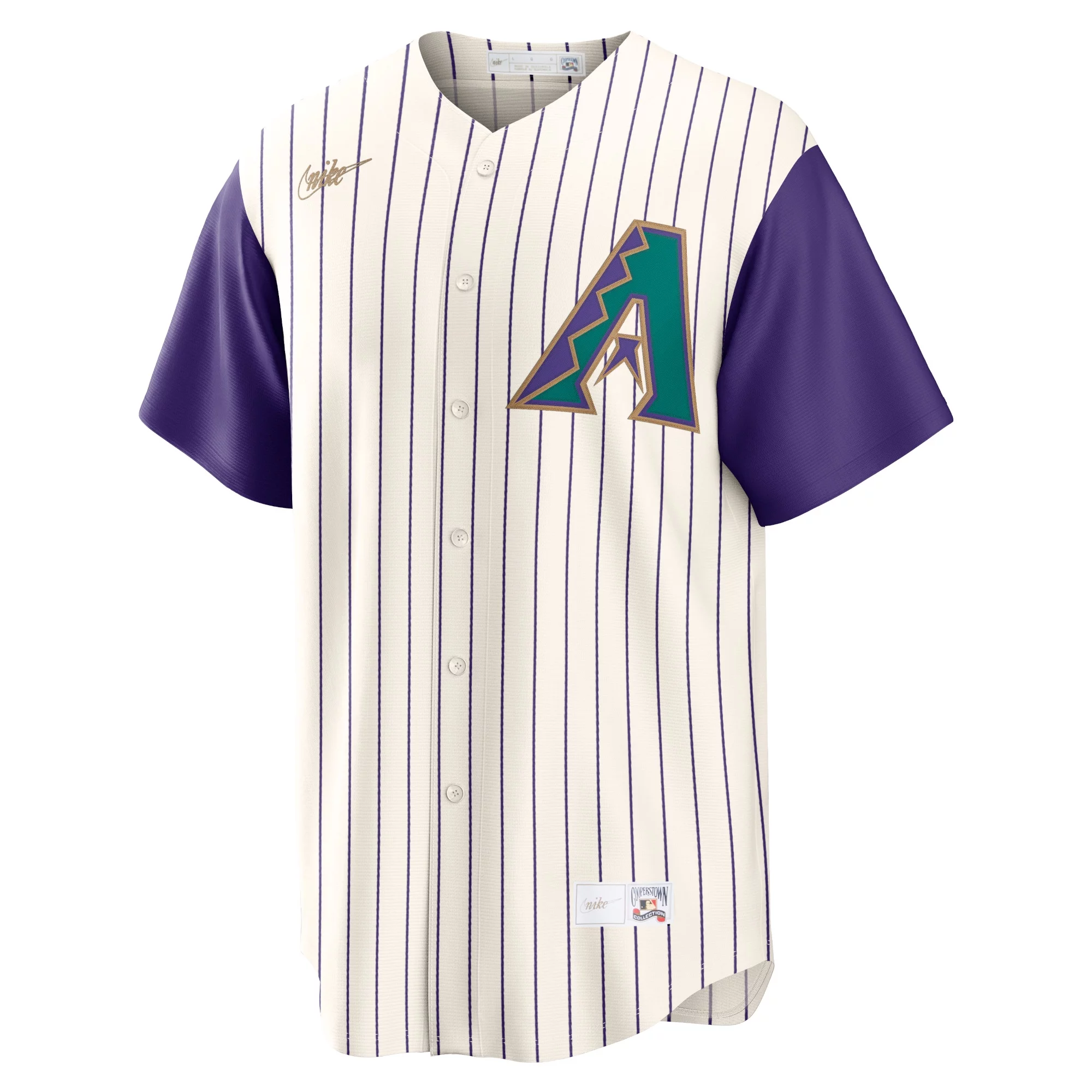 Men's Nike Randy Johnson Cream/Purple Arizona Diamondbacks Alternate Cooperstown Collection Player Jersey