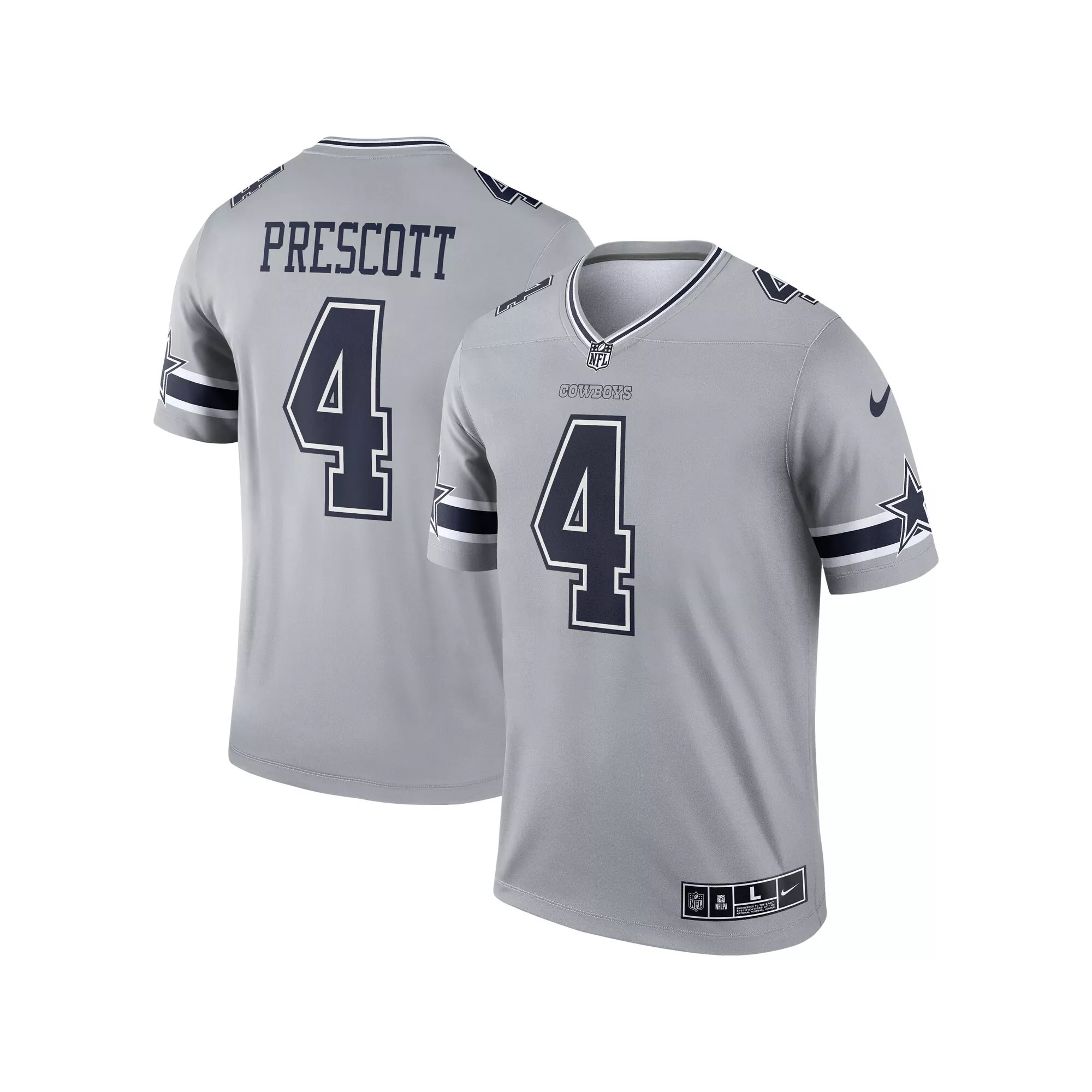 Men's Nike Dak Prescott Silver Dallas Cowboys Inverted Legend Jersey