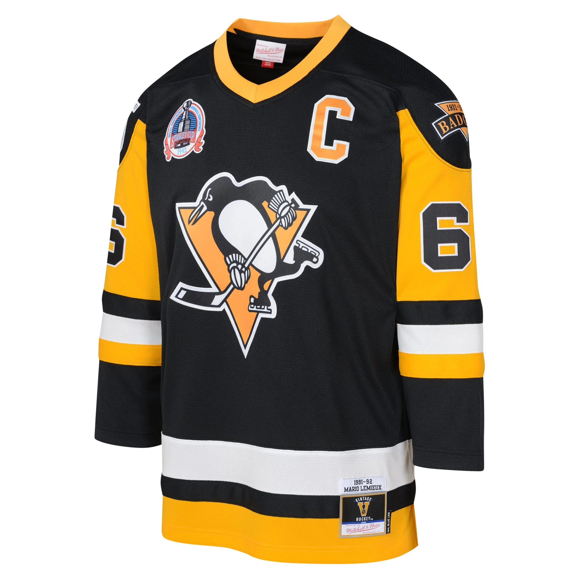 Youth Mitchell & Ness Mario Lemieux Black Pittsburgh Penguins 1991-92 Blue Line Player Jersey