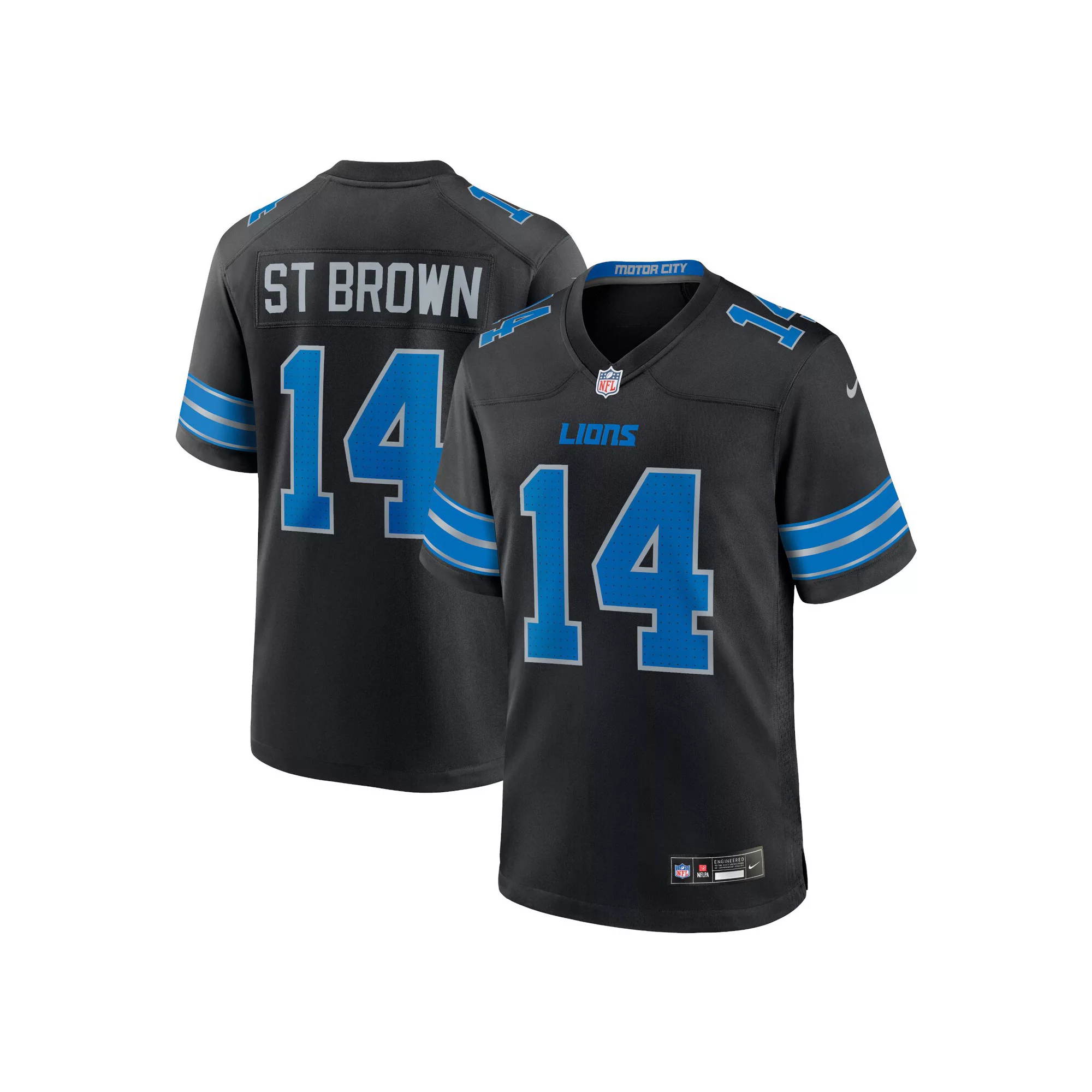 Men's Nike Amon-Ra St. Brown Black Detroit Lions 2nd Alternate Game Jersey