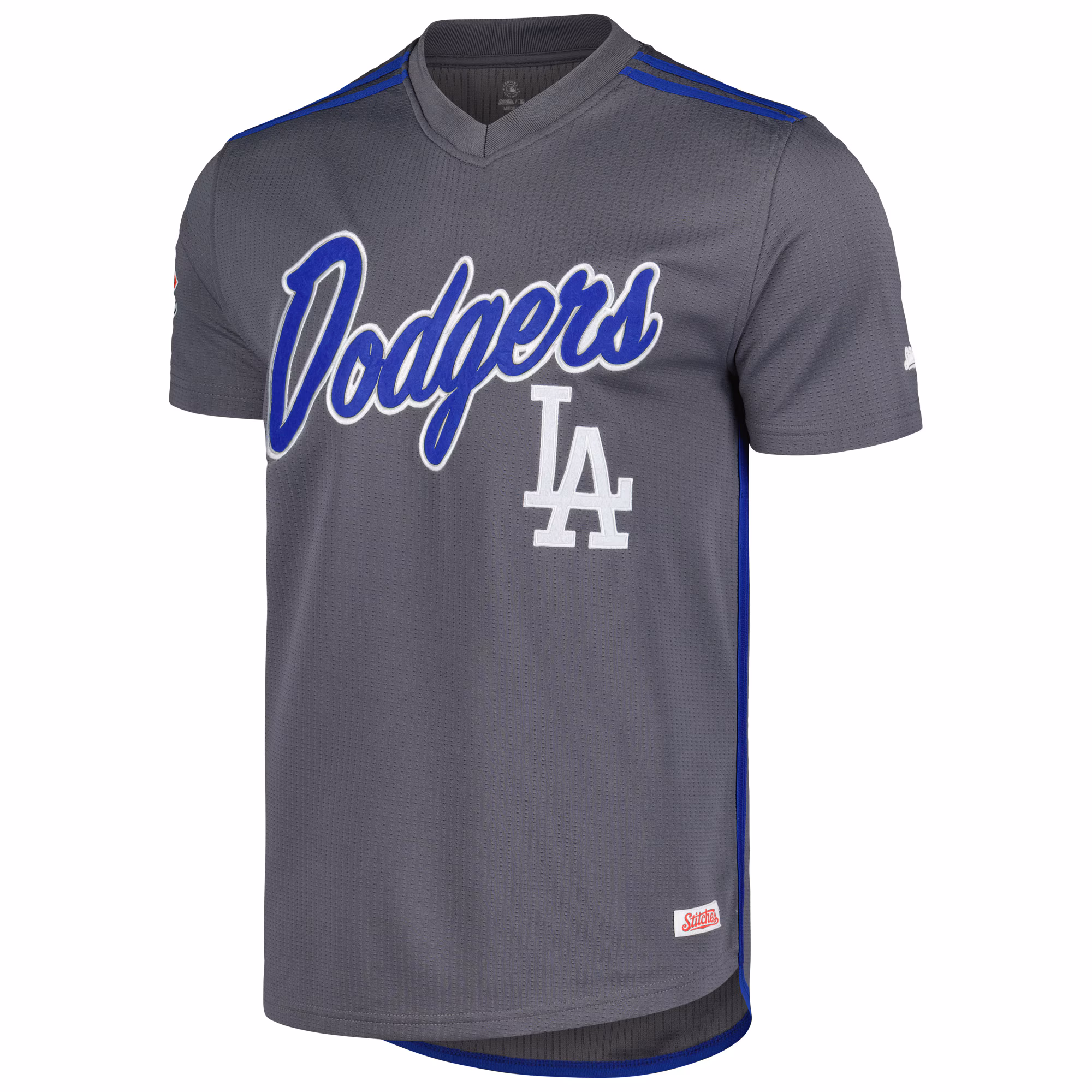 Los Angeles Dodgers Stitches  Team V-Neck Jersey - Charcoal