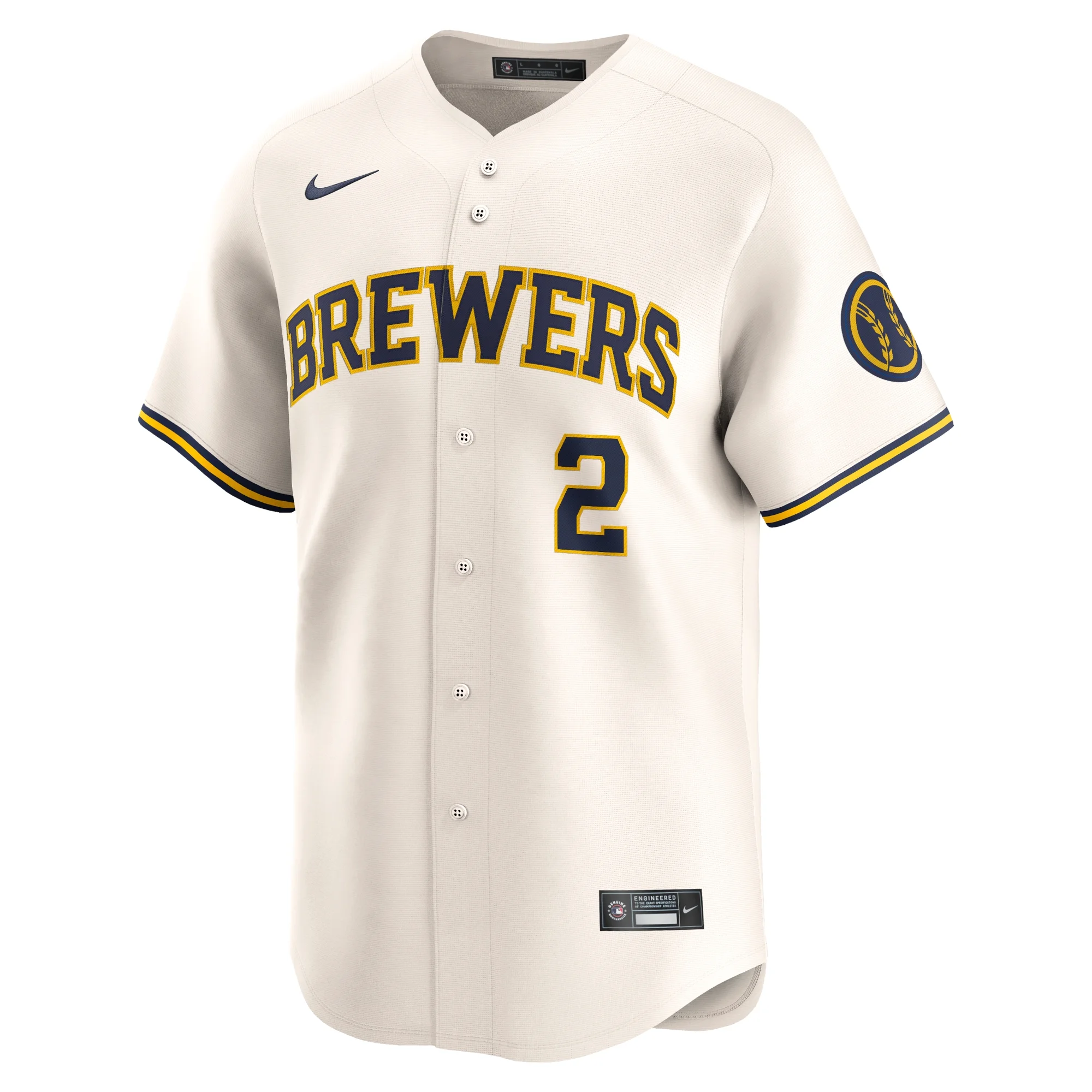 Men's Nike Brice Turang Cream Milwaukee Brewers Home Limited Player Jersey