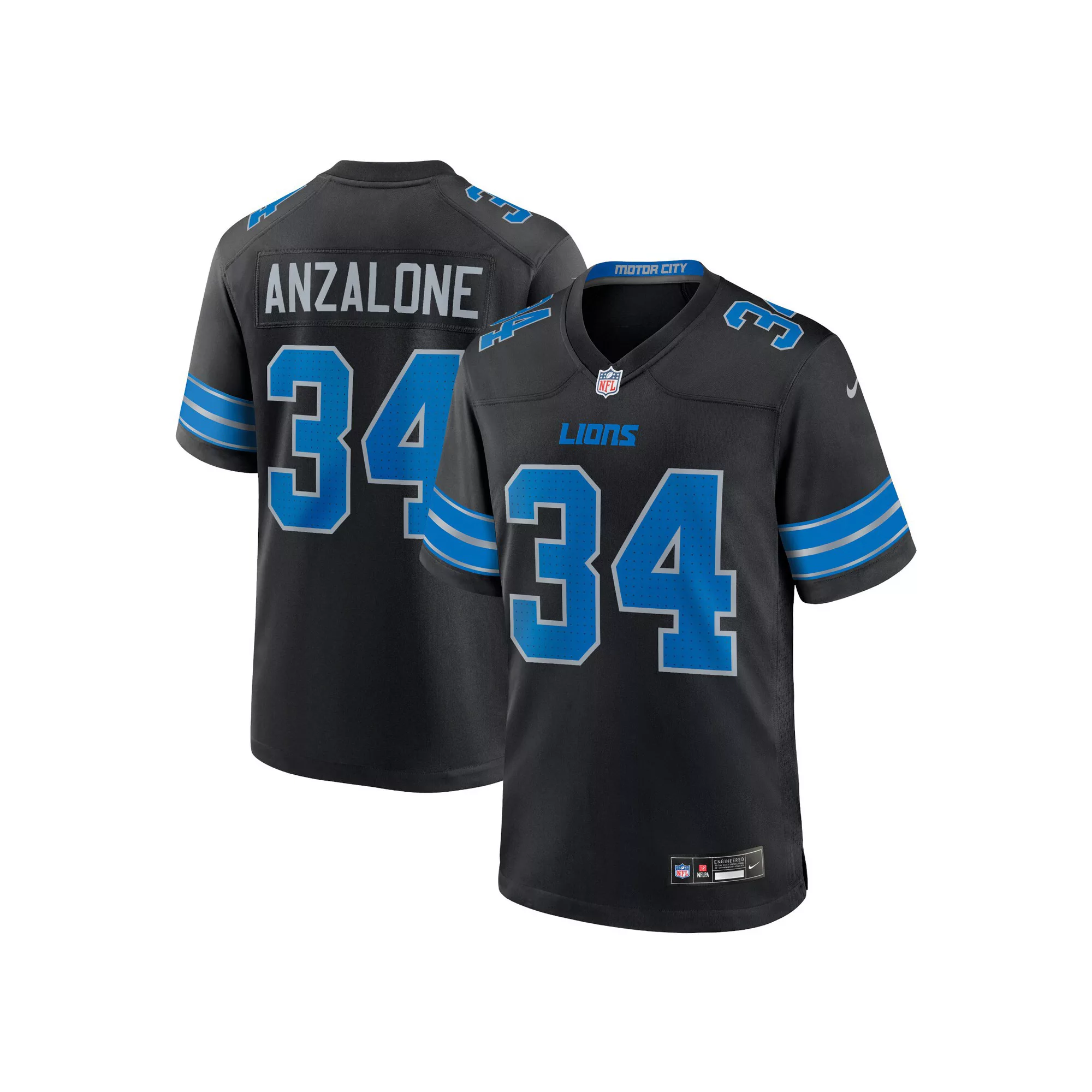Men's Nike Alex Anzalone Black Detroit Lions 2nd Alternate Game Jersey