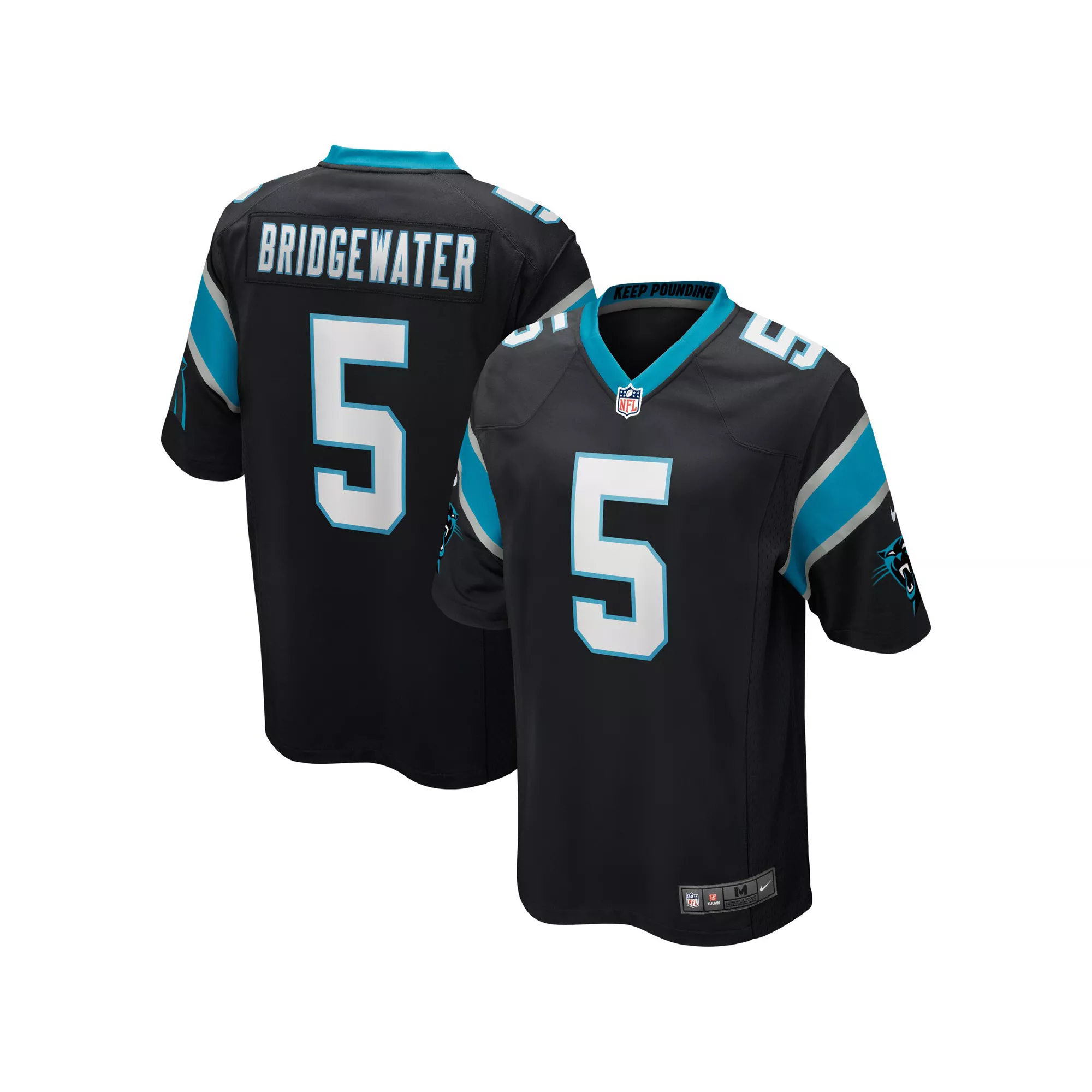 Men's Nike Teddy Bridgewater Black Carolina Panthers Game Player Jersey