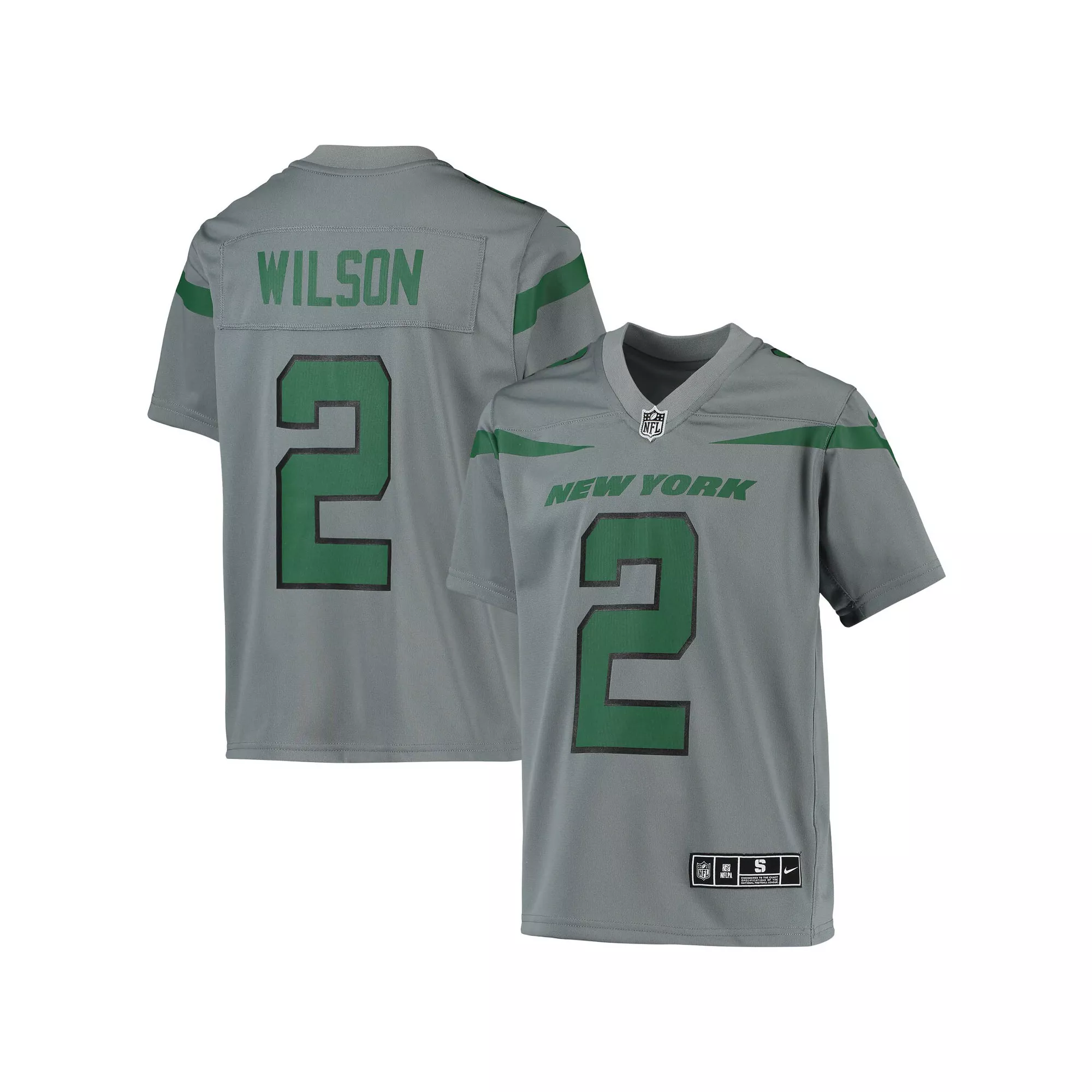 Youth Nike Zach Wilson Gray New York Jets Inverted Team Game Jersey