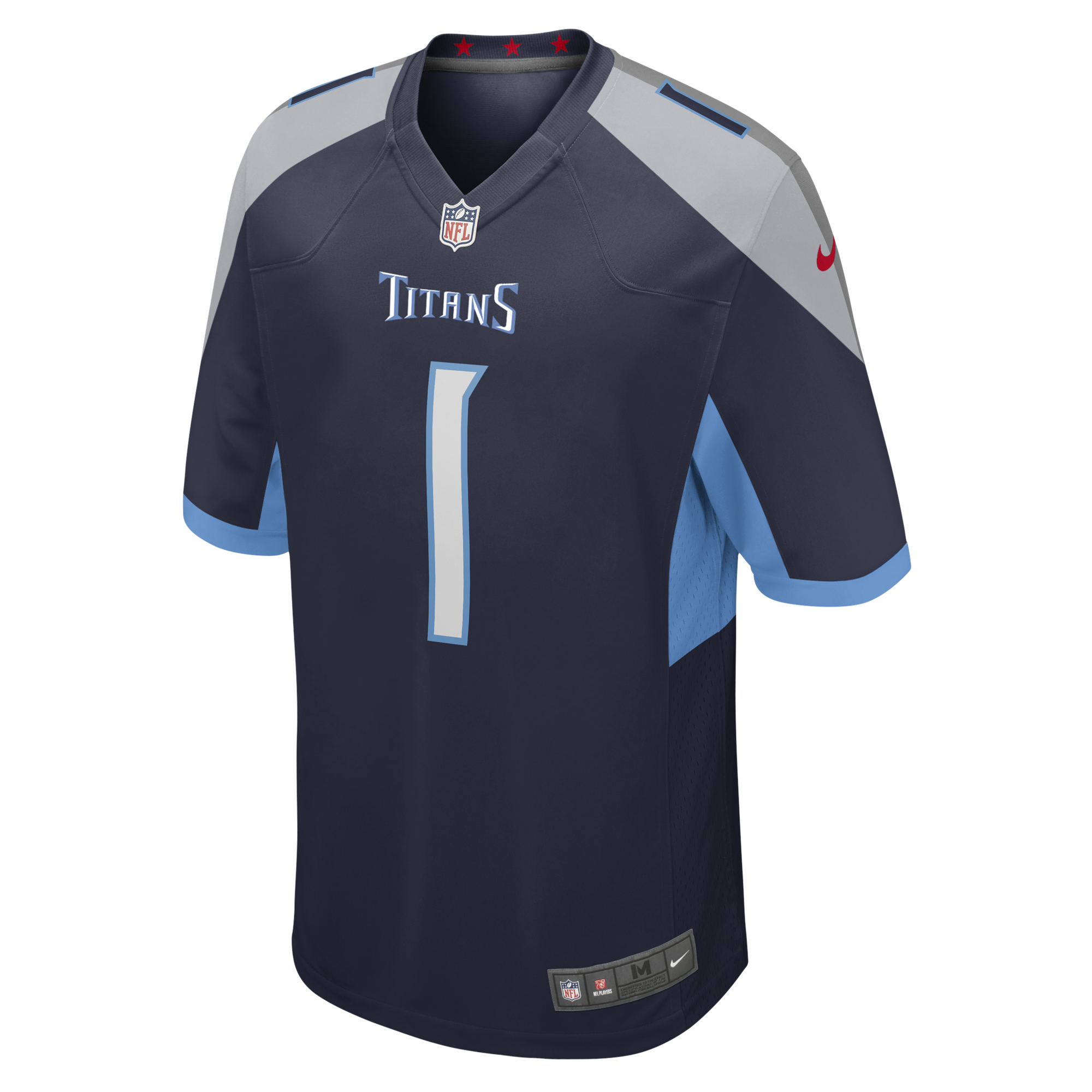 Men's Nike Number 1 Dad Navy Tennessee Titans Game Jersey