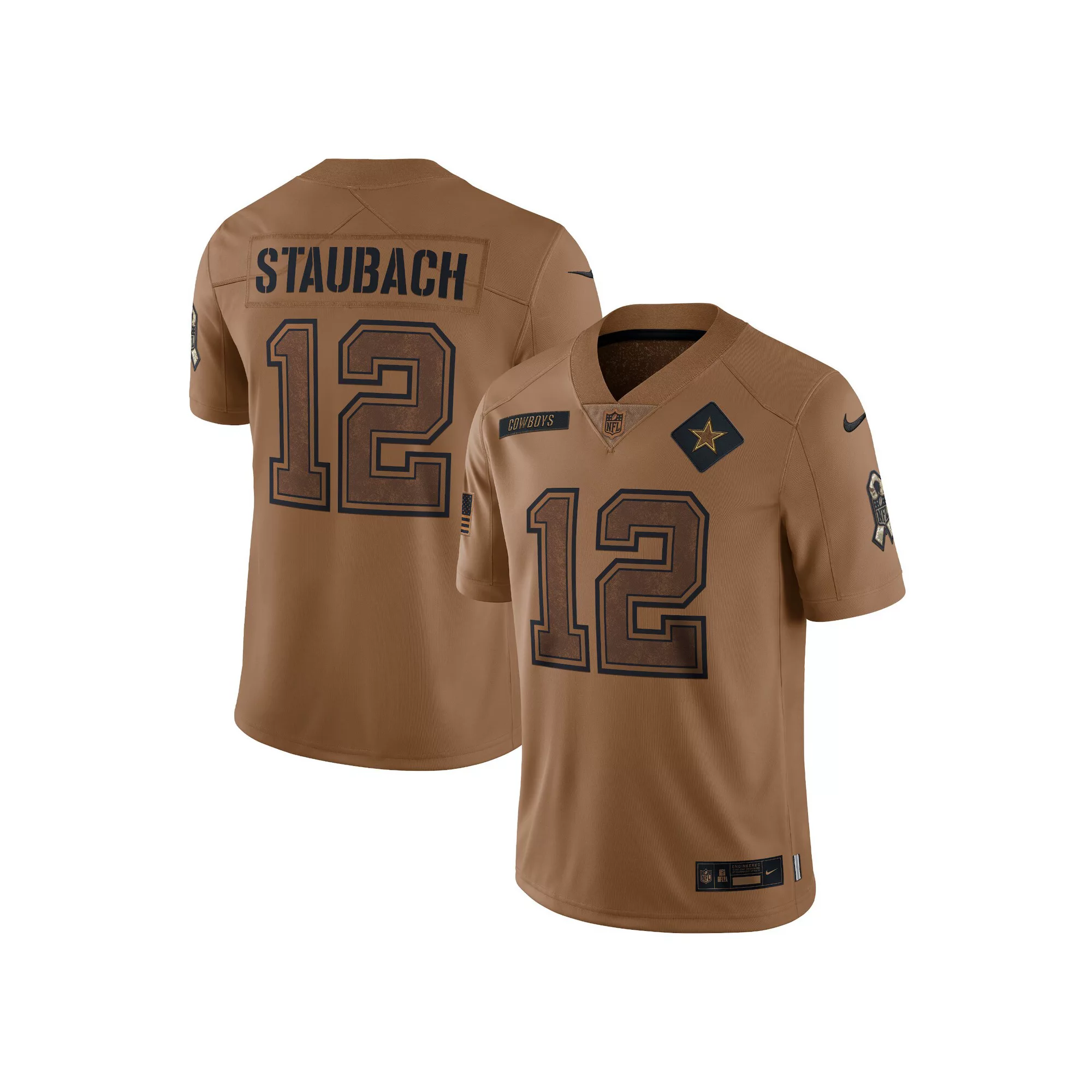 Men's Nike Roger Staubach Brown Dallas Cowboys 2023 Salute To Service Retired Player Limited Jersey