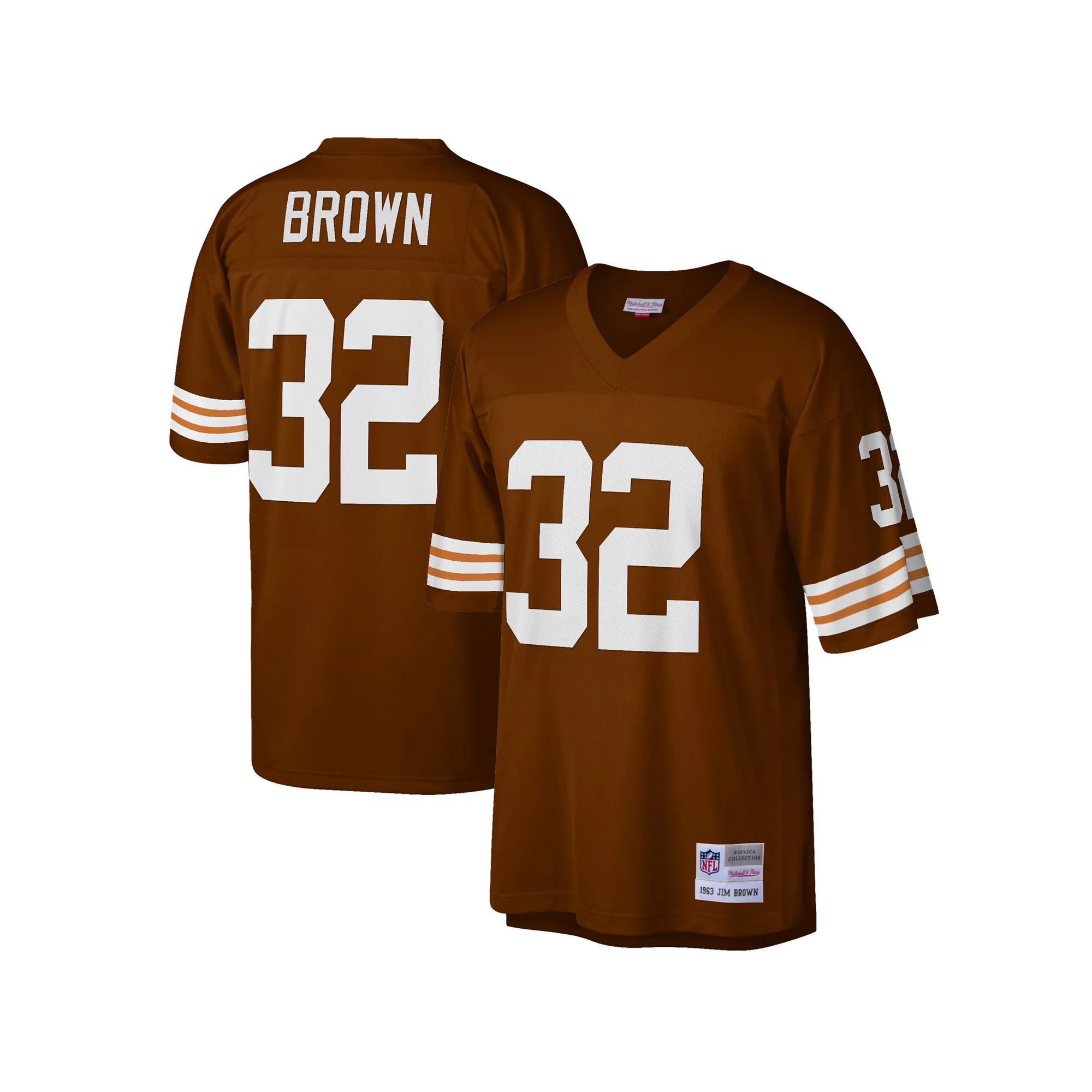 Men's Mitchell & Ness Jim Brown Brown Cleveland Browns Big & Tall 1963 Retired Player Replica Jersey