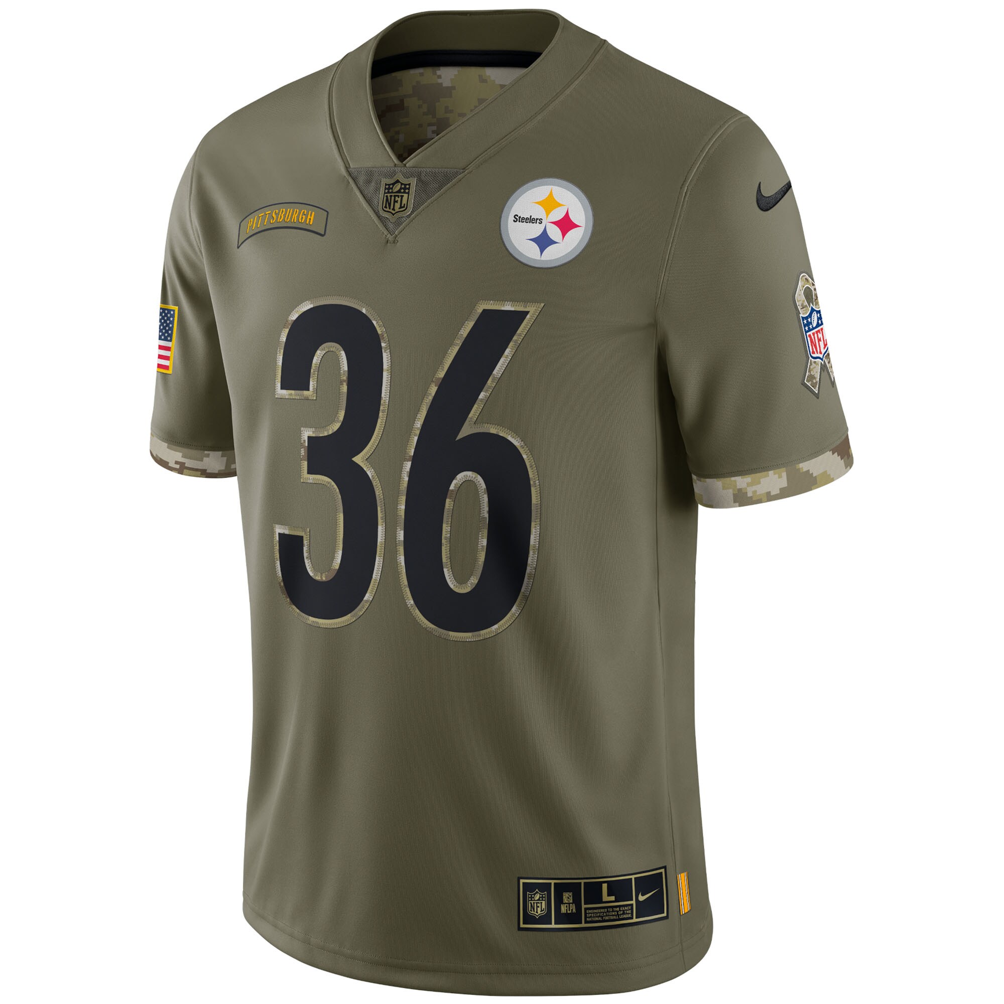 Jerome Bettis Pittsburgh Steelers Salute To Service Retired Player Limited Jersey - Olive
