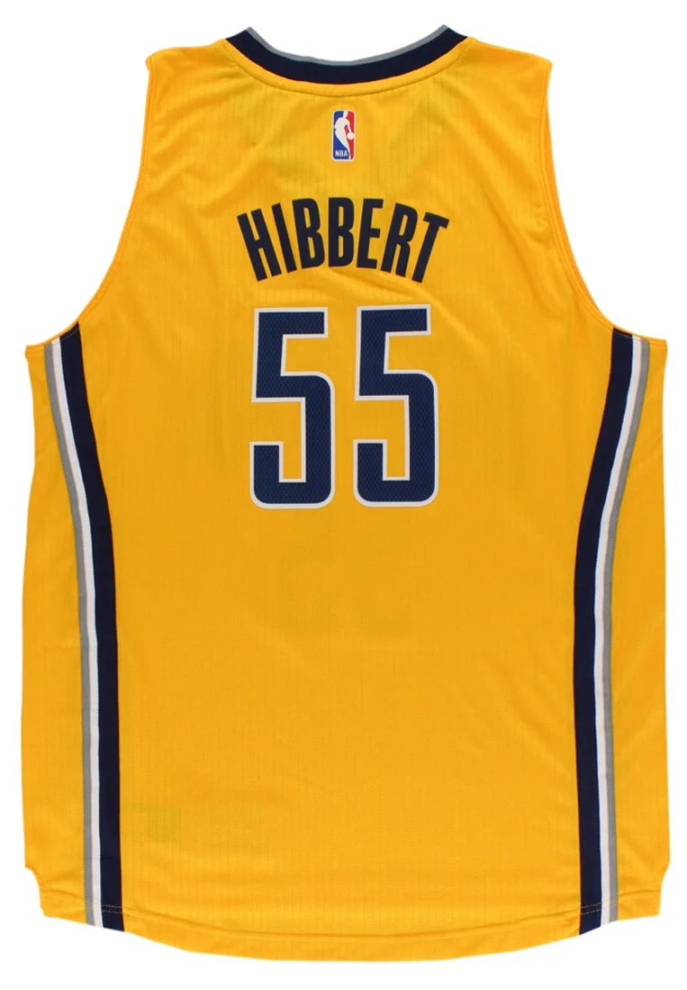 Adidas Roy Hibbert # 55 Indiana Pacers Jersey Mens Knits & Tees Size Xxl, Color: Yellow/Blue