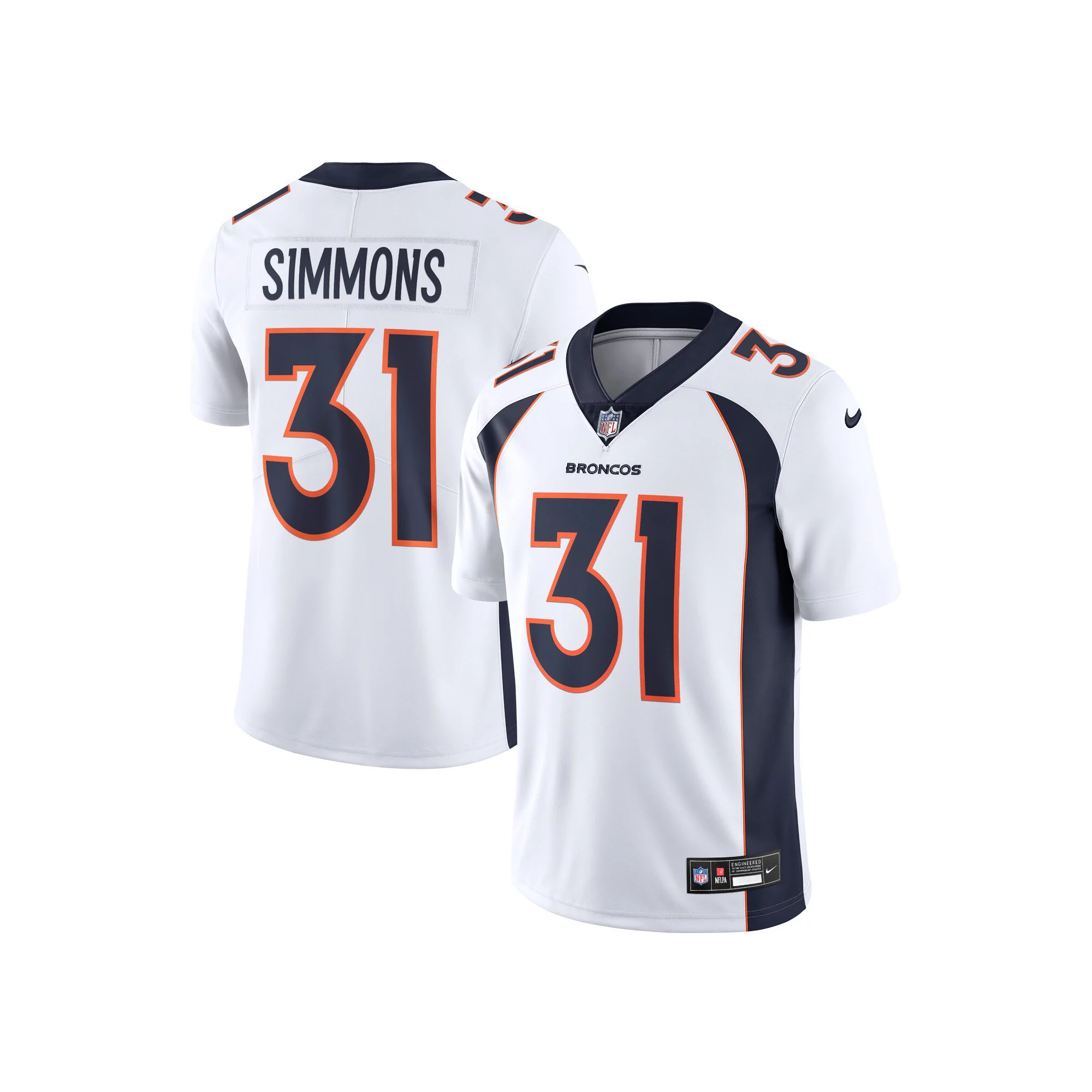 Men's Nike Justin Simmons White Denver Broncos  Vapor Untouchable Limited Jersey