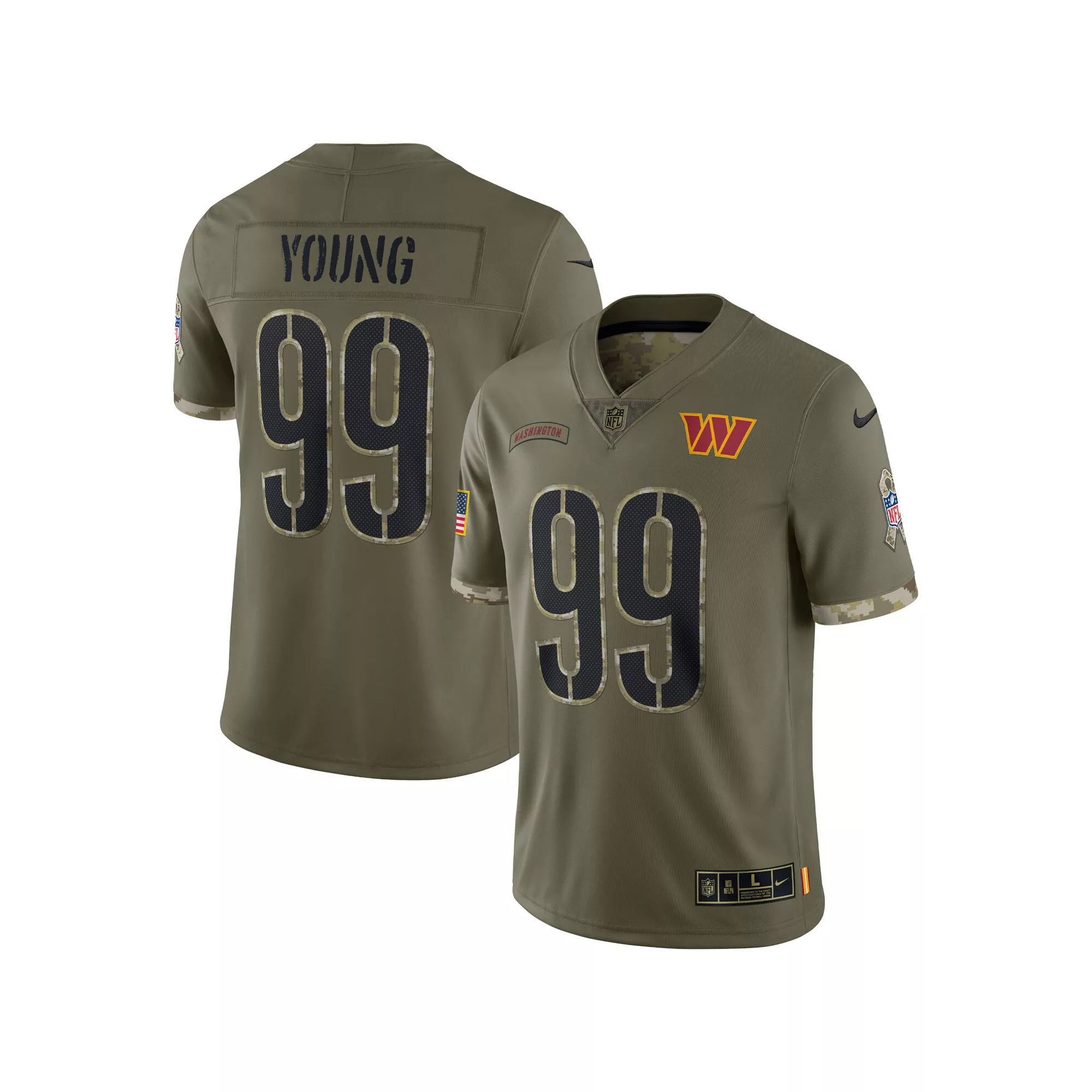 Men's Nike Chase Young Olive Washington Commanders 2022 Salute To Service Limited Jersey