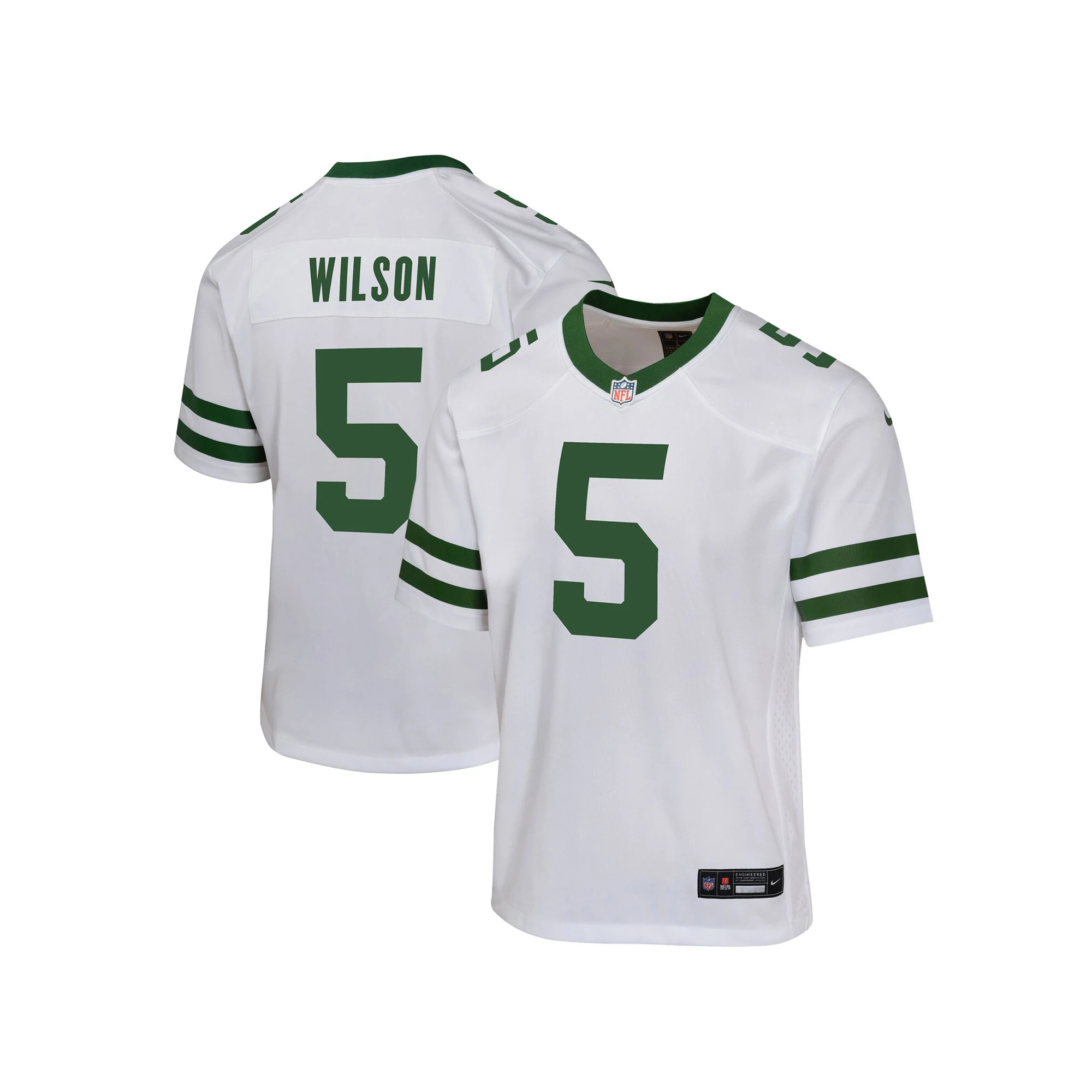 Youth Nike Garrett Wilson Legacy White New York Jets Game Jersey