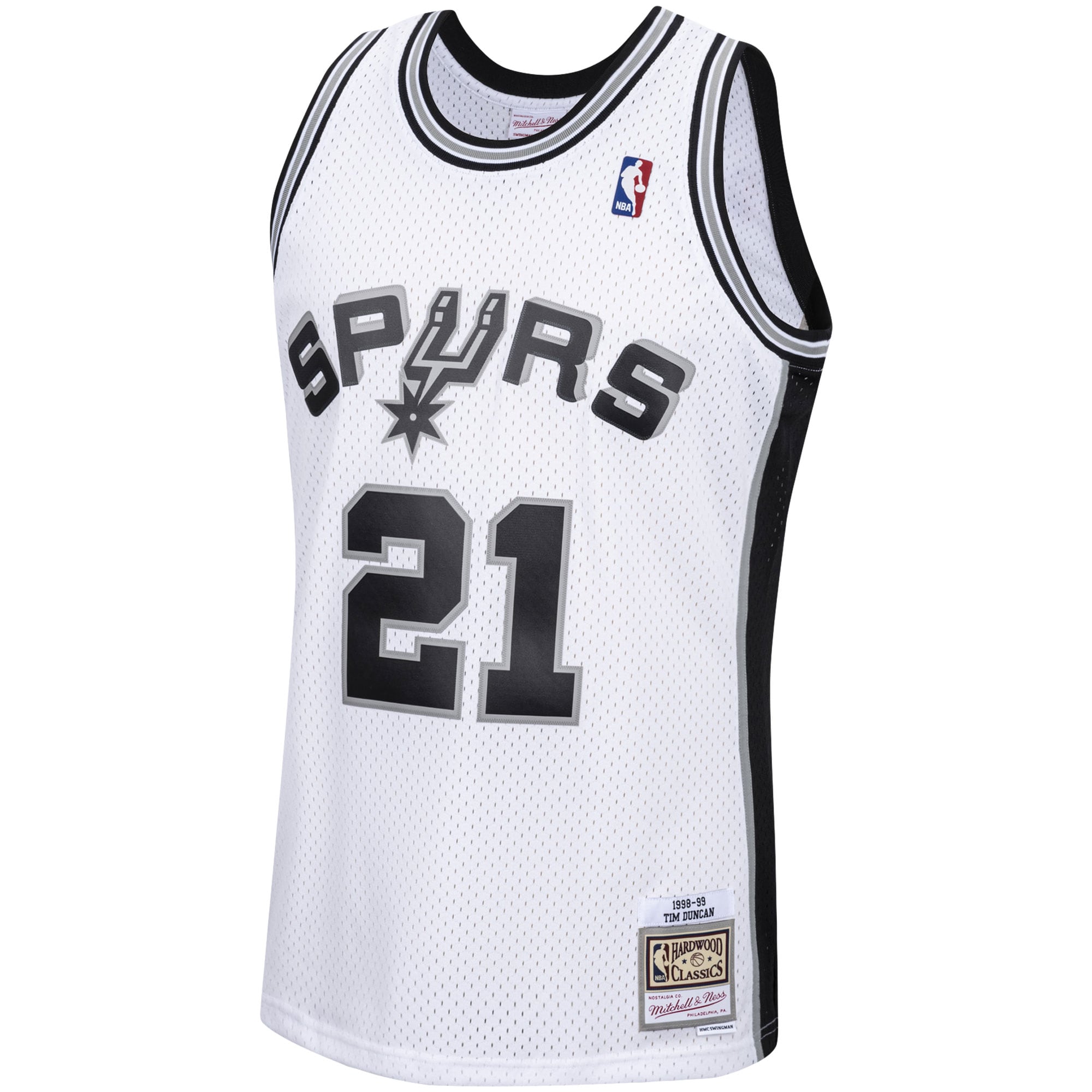 Men's Mitchell & Ness Tim Duncan White San Antonio Spurs 1998/99 Hardwood Classics Swingman Jersey
