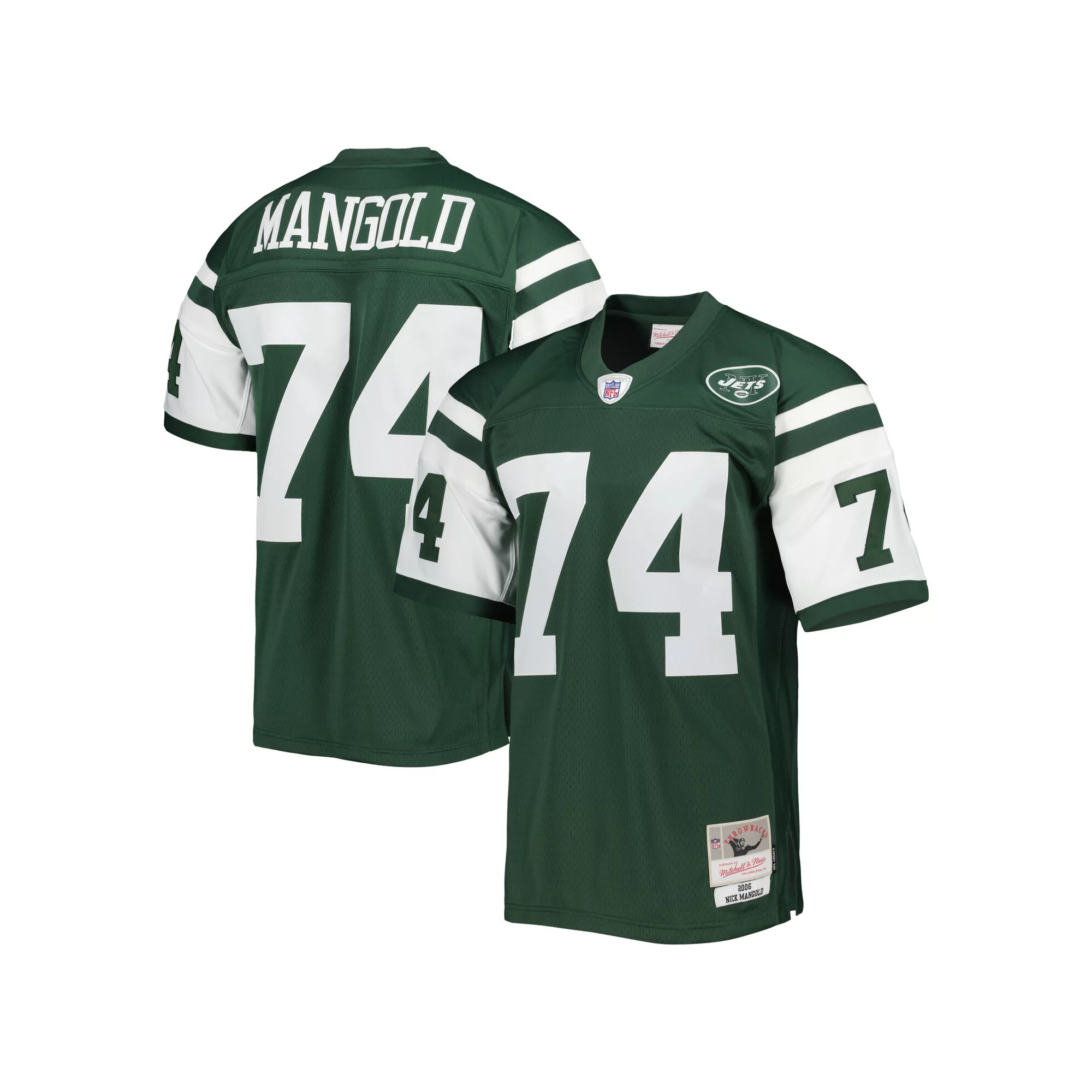 Men's Mitchell & Ness Nick Mangold Green New York Jets 2006 Legacy Replica Jersey