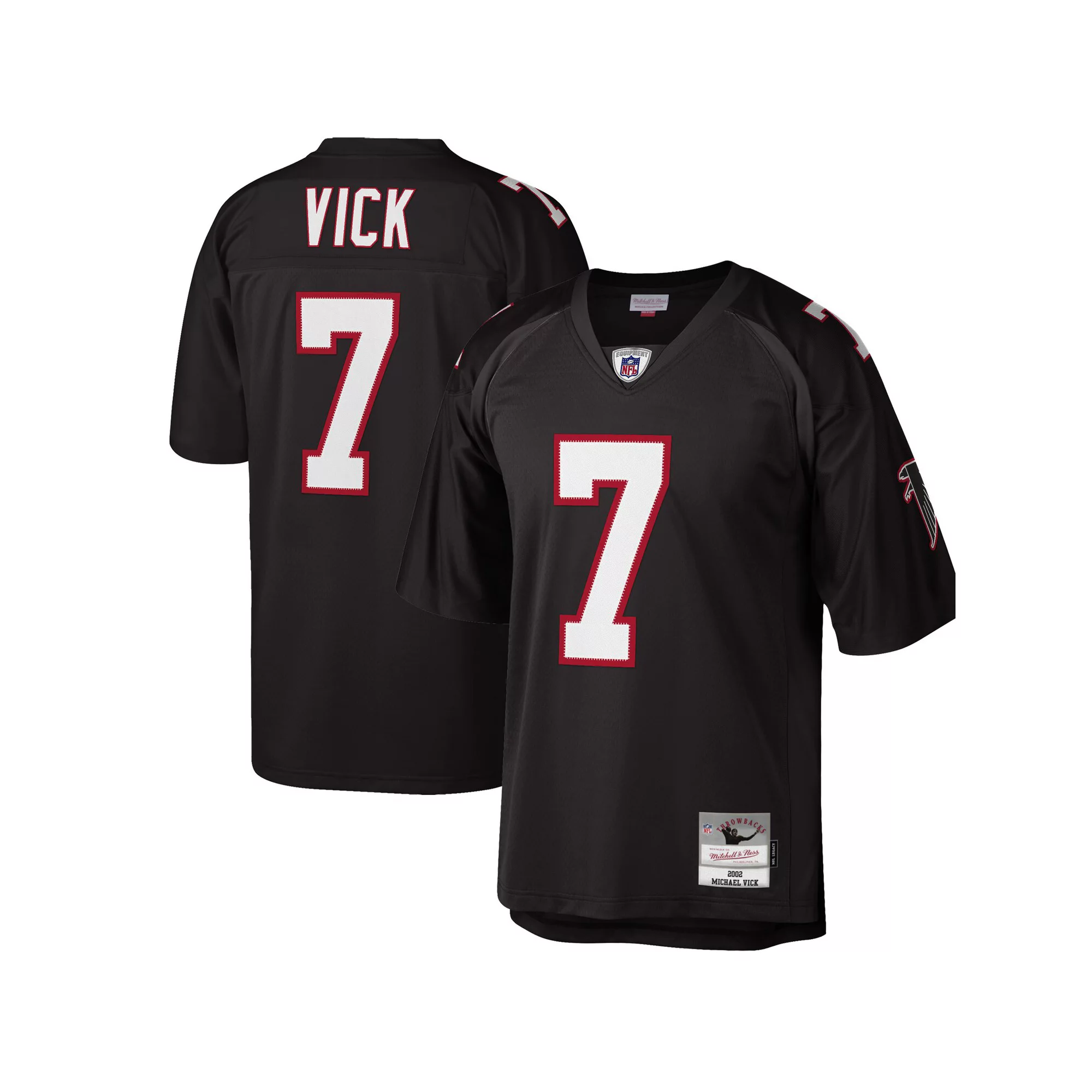 Men's Mitchell & Ness Michael Vick Black Atlanta Falcons Big & Tall 2002 Retired Player Replica Jersey