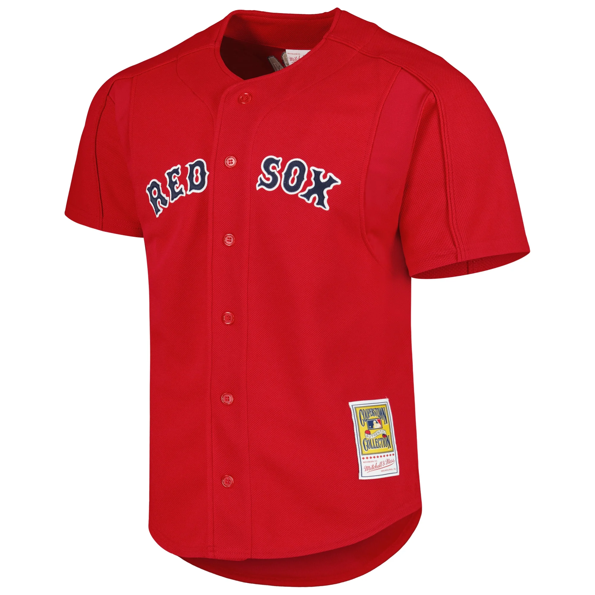Men's Mitchell & Ness Nomar Garciaparra Red Boston Red Sox Cooperstown Collection Mesh Batting Practice Button-Up Jersey