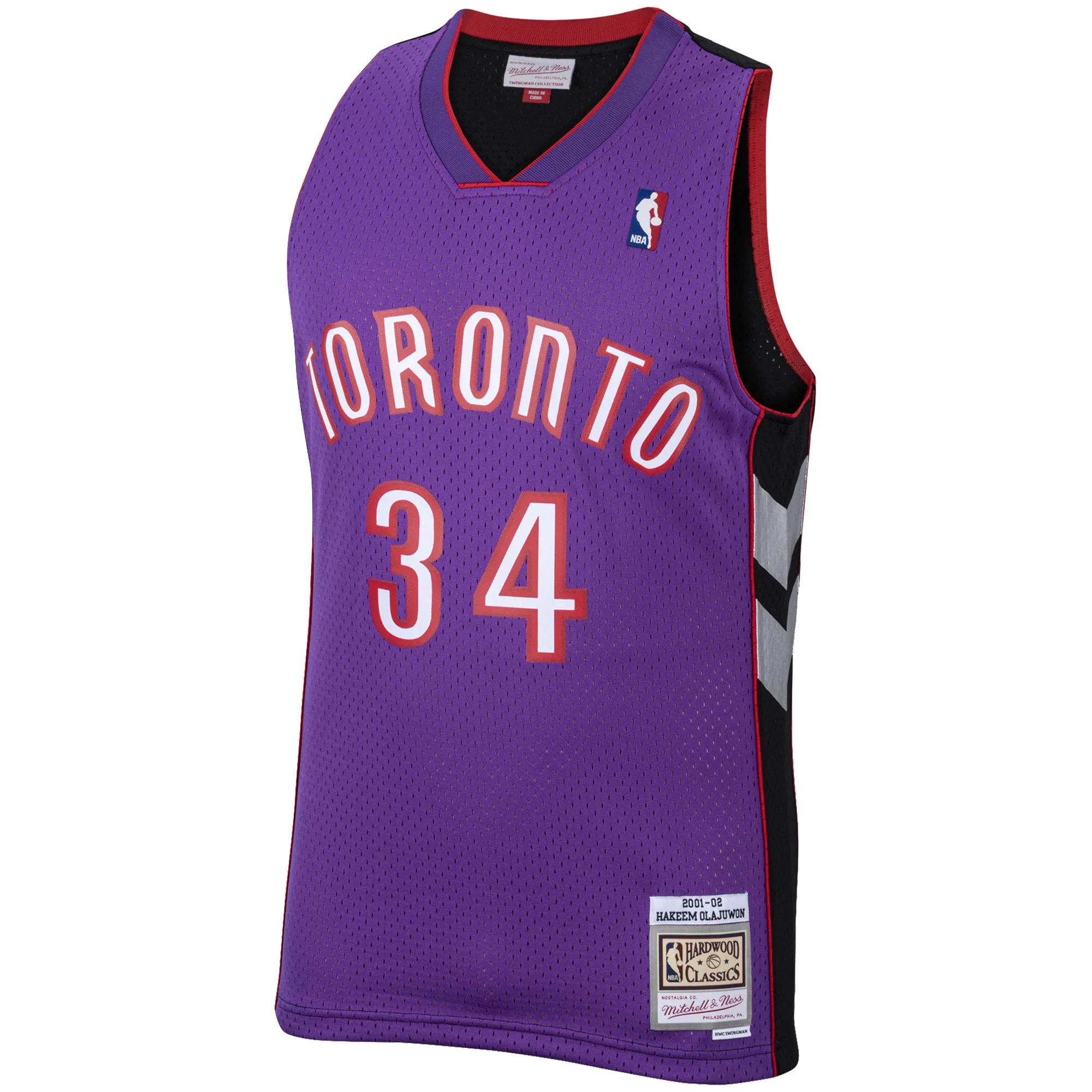 Men's Mitchell & Ness Hakeem Olajuwon Purple Toronto Raptors 2001/02 Hardwood Classics Swingman Jersey