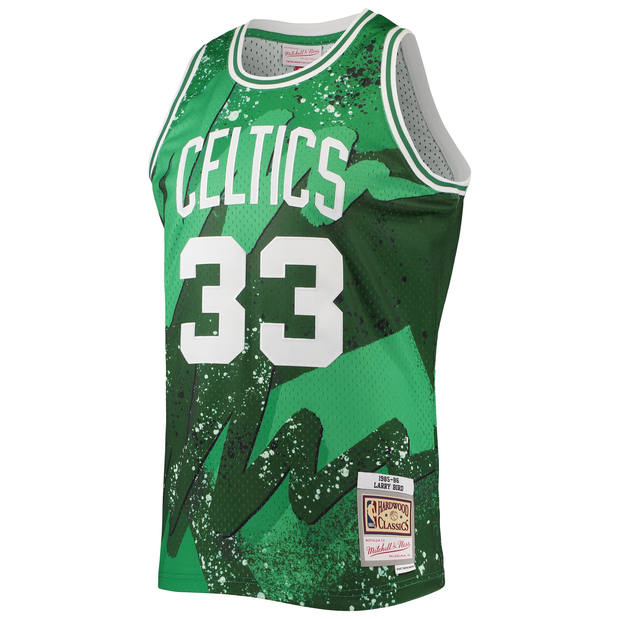 Men's Mitchell & Ness Larry Bird Kelly Green Boston Celtics Hardwood Classics 1985/86 Hyper Hoops Swingman Jersey