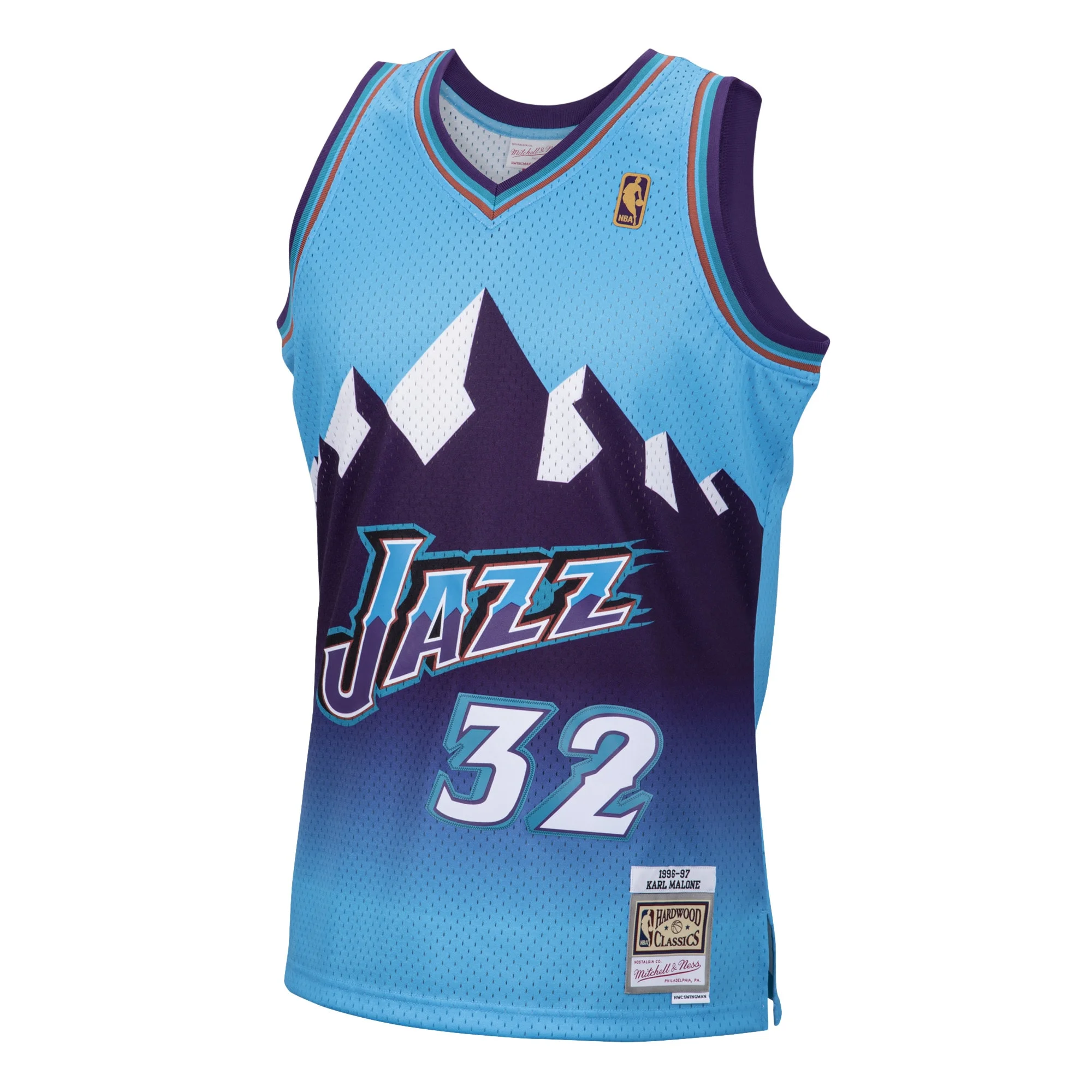 Karl Malone Utah Jazz Mitchell & Ness 1996-97 Hardwood Classics Reload Swingman Jersey - Blue