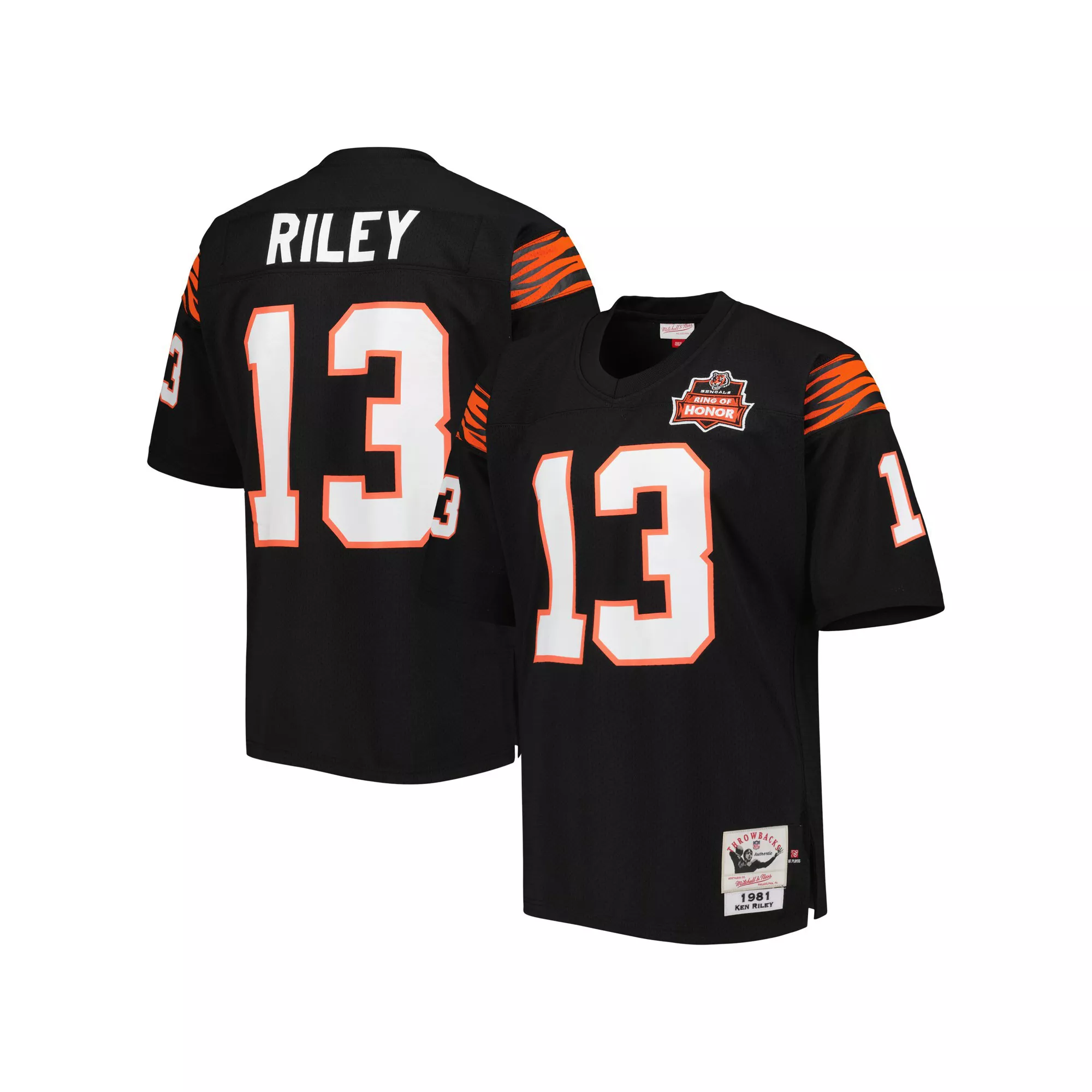 Men's Mitchell & Ness Ken Riley Black Cincinnati Bengals 1981 Authentic Retired Player Jersey