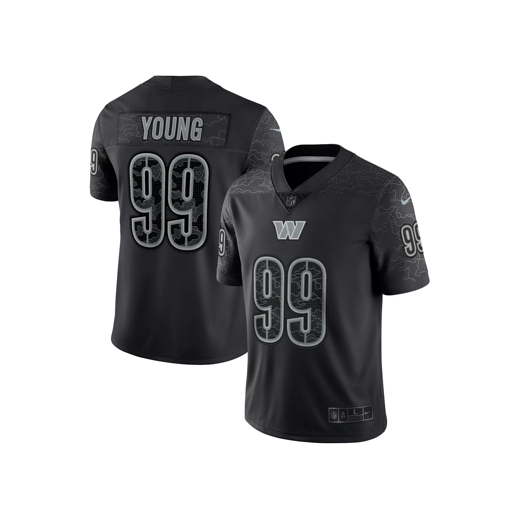 Men's Nike Chase Young Black Washington Commanders RFLCTV Limited Jersey