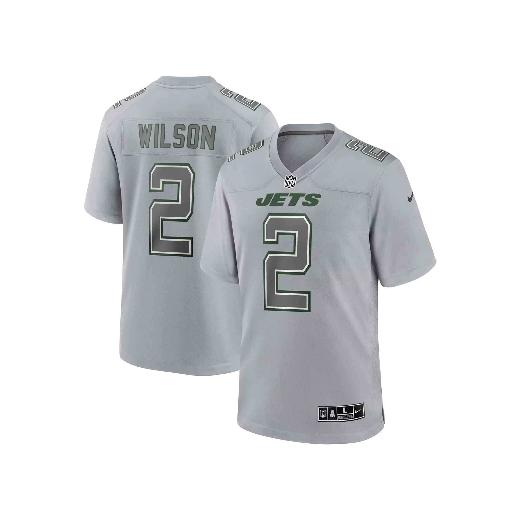 Men's Nike Zach Wilson Gray New York Jets Atmosphere Fashion Game Jersey