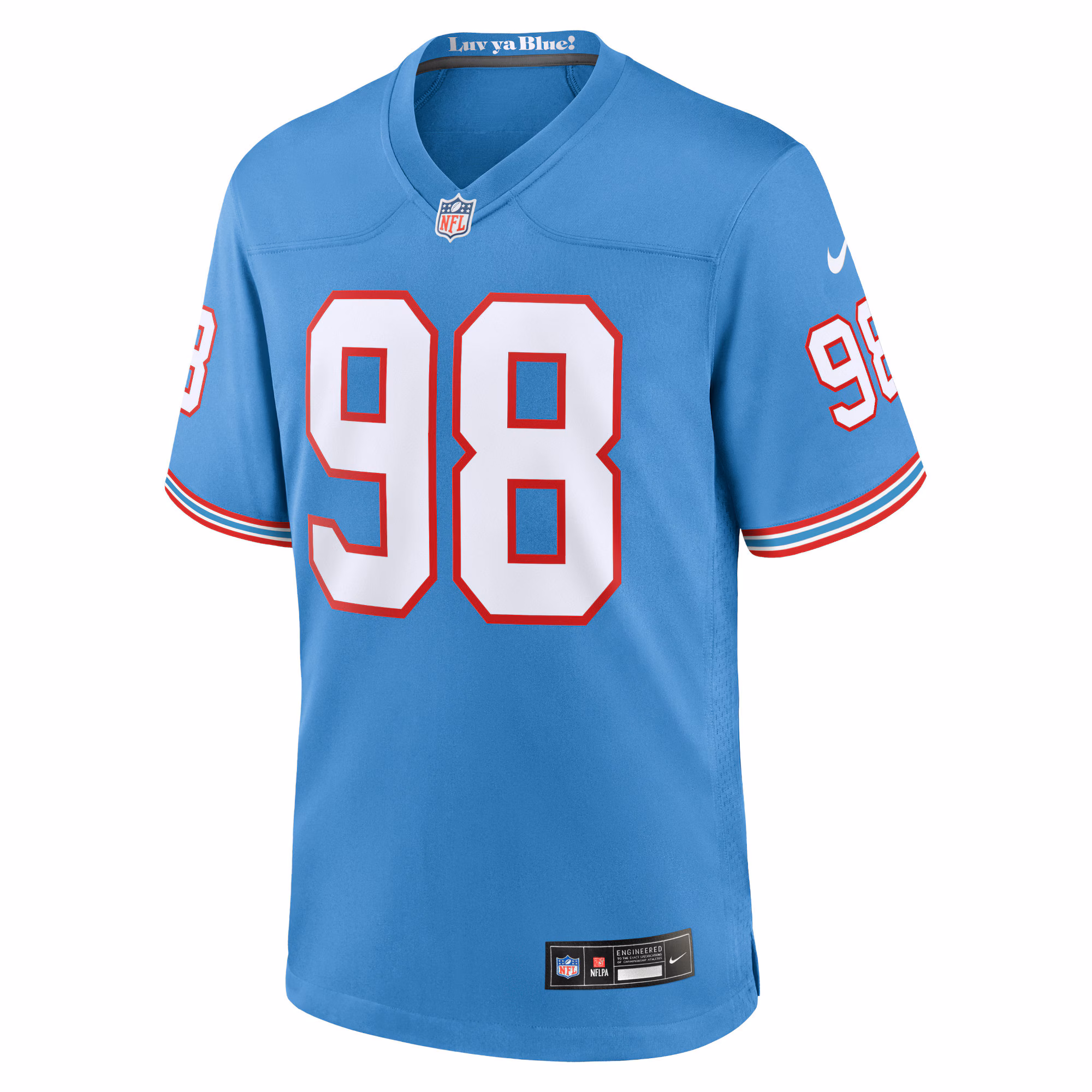 Jeffery Simmons Tennessee Titans Nike Oilers Throwback Alternate Game Player Jersey - Light Blue