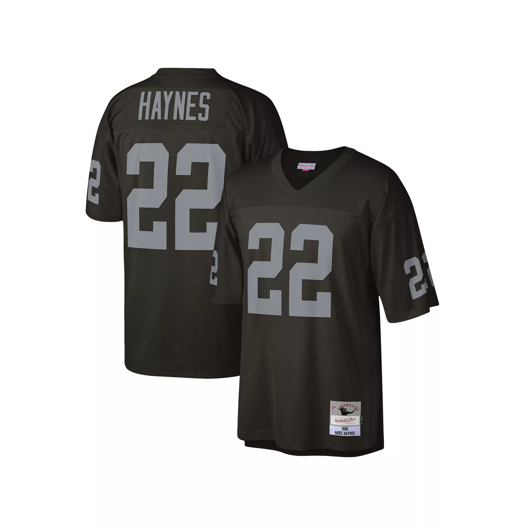 Men's Mitchell & Ness Mike Haynes Black Las Vegas Raiders 1985 Legacy Replica Jersey