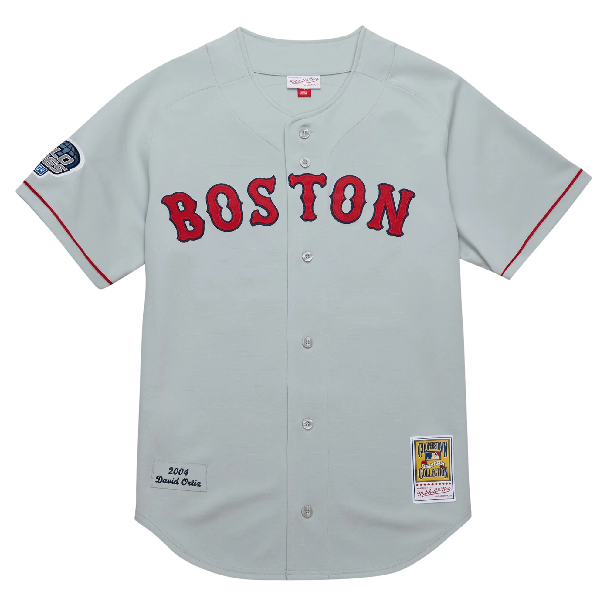 Men's Mitchell & Ness David Ortiz Gray Boston Red Sox 2004 Cooperstown Collection Authentic Throwback Jersey