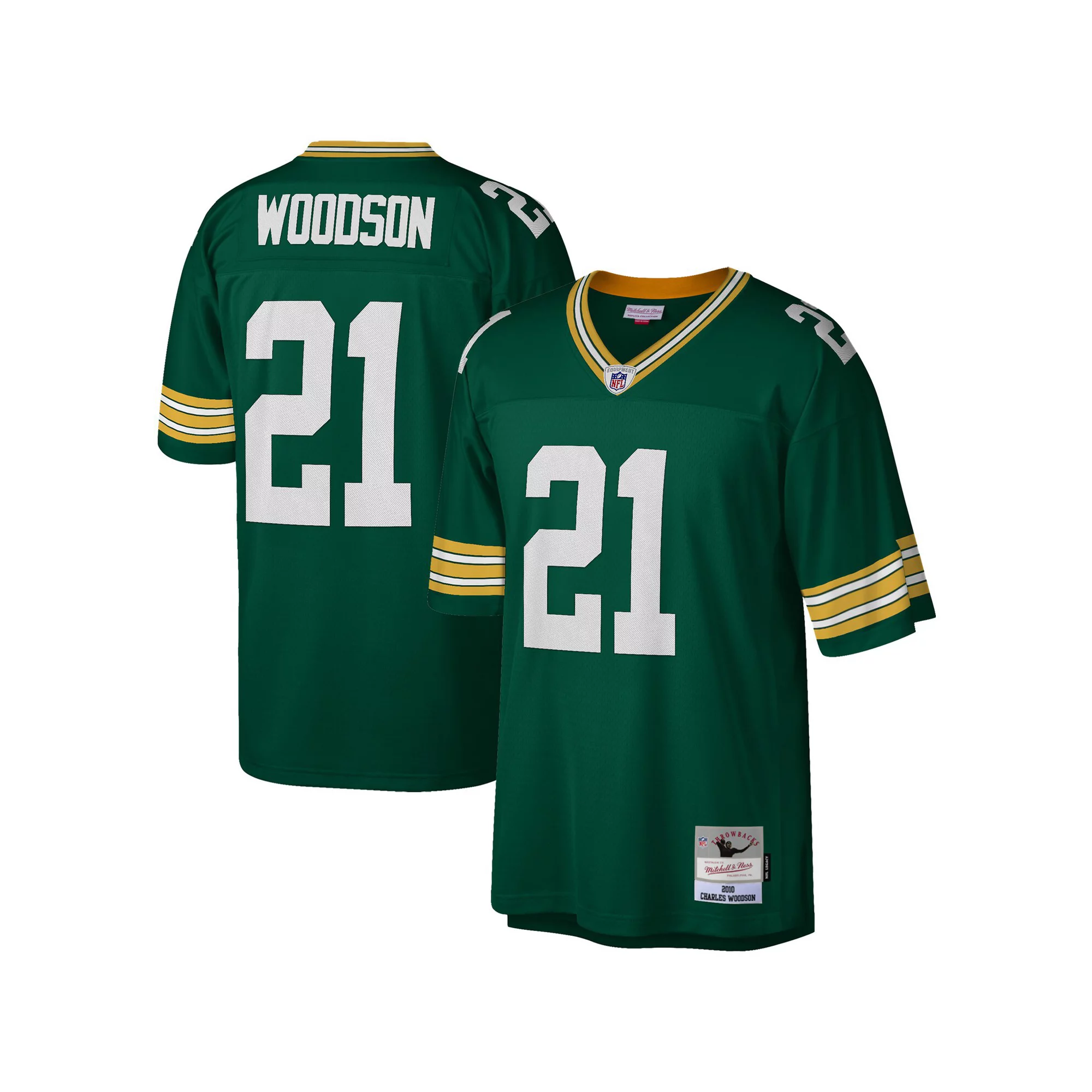 Men's Mitchell & Ness Charles Woodson Green Green Bay Packers Legacy Replica Jersey
