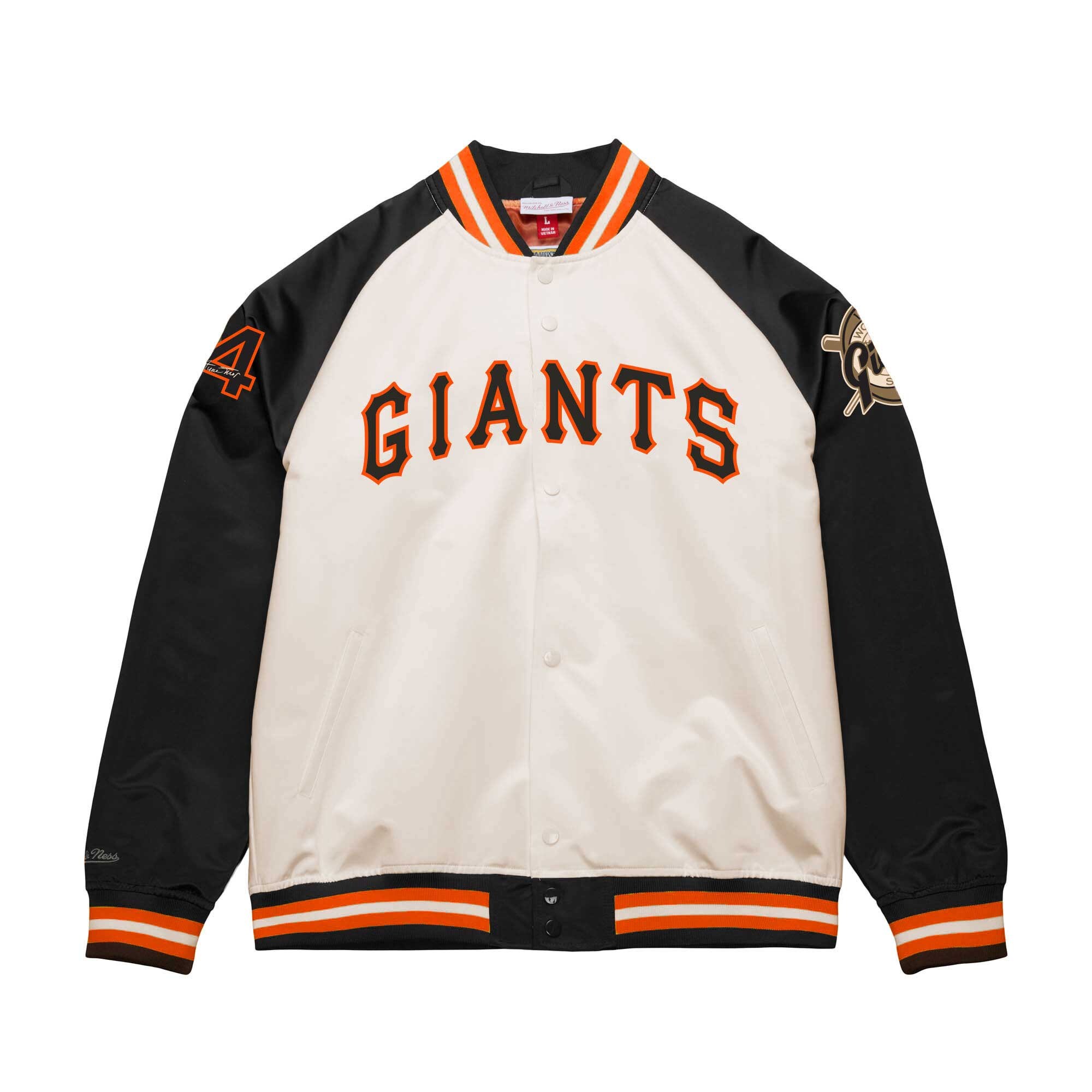 Willie Mays San Francisco Giants Mitchell & Ness Cooperstown Collection Legends Lightweight Satin Raglan Full-Snap Jacket - Cream/Black