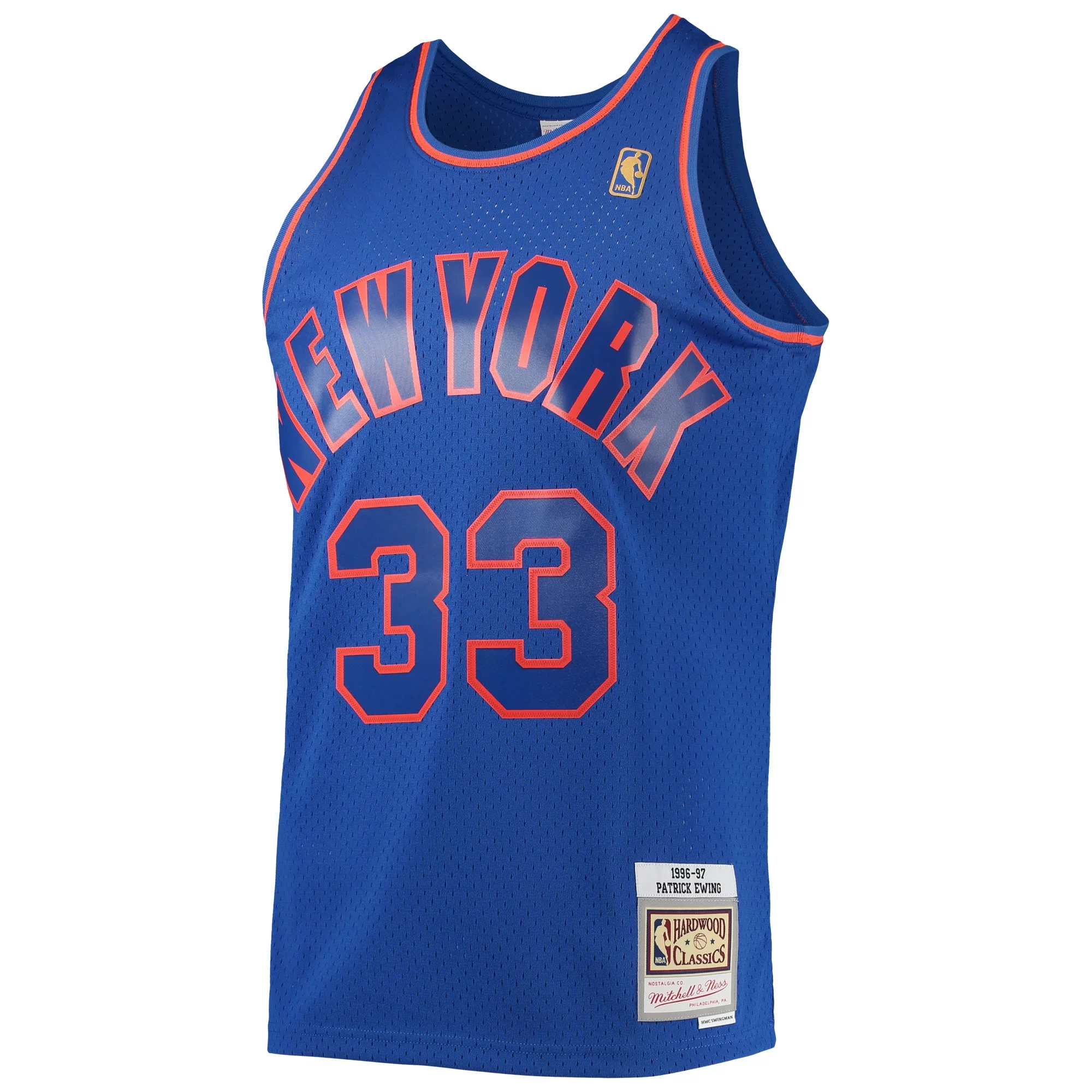 Men's Mitchell & Ness Patrick Ewing Blue New York Knicks 1996-97 Hardwood Classics Swingman Jersey