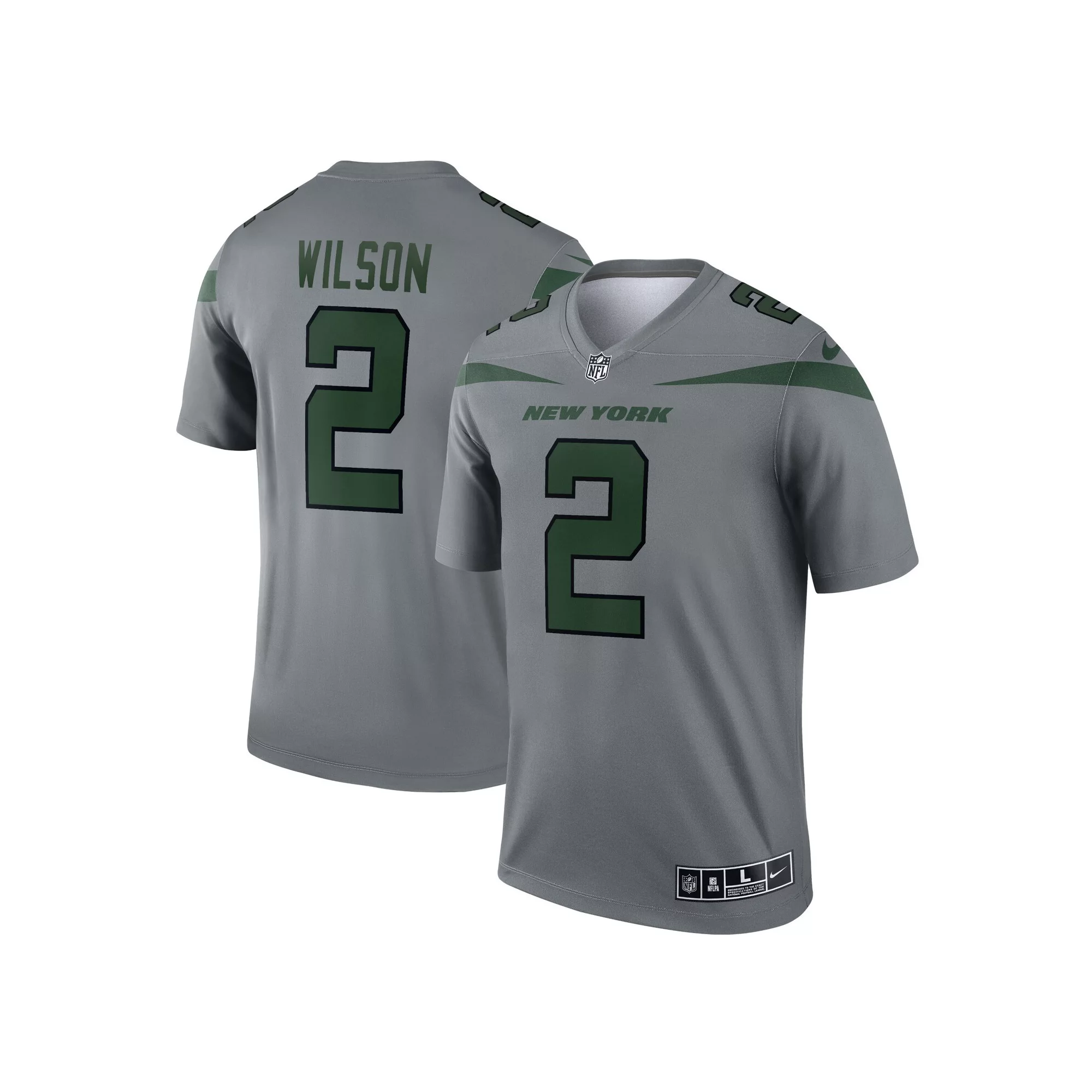 Men's Nike Zach Wilson Gray New York Jets Inverted Legend Jersey