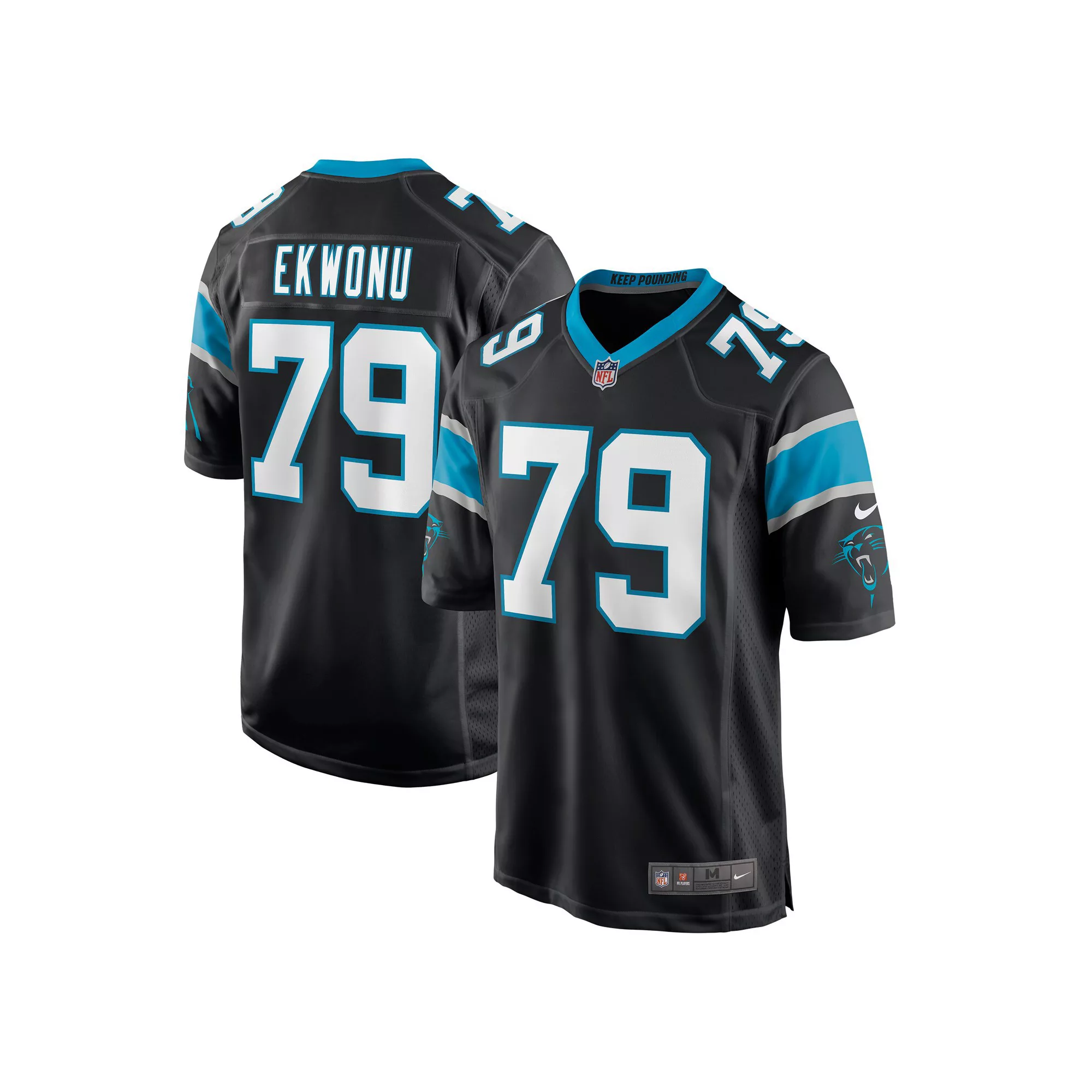 Men's Nike Ikem Ekwonu Black Carolina Panthers 2022 NFL Draft First Round Pick Game Jersey