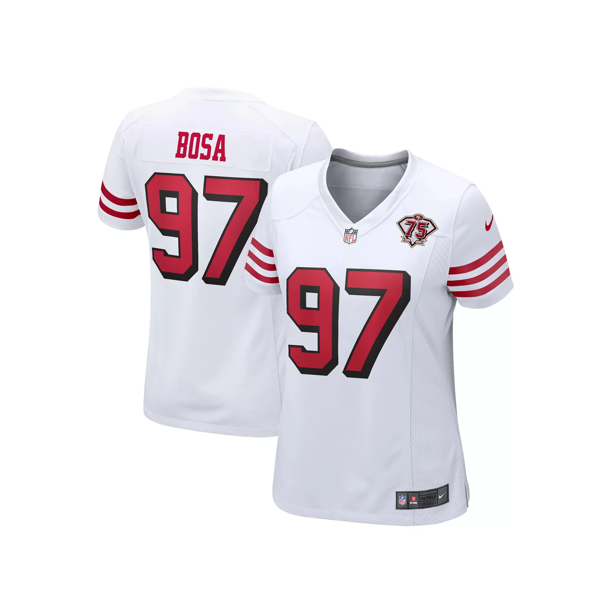 Women's Nike Nick Bosa White San Francisco 49ers 75th Anniversary 2nd Alternate Game Jersey