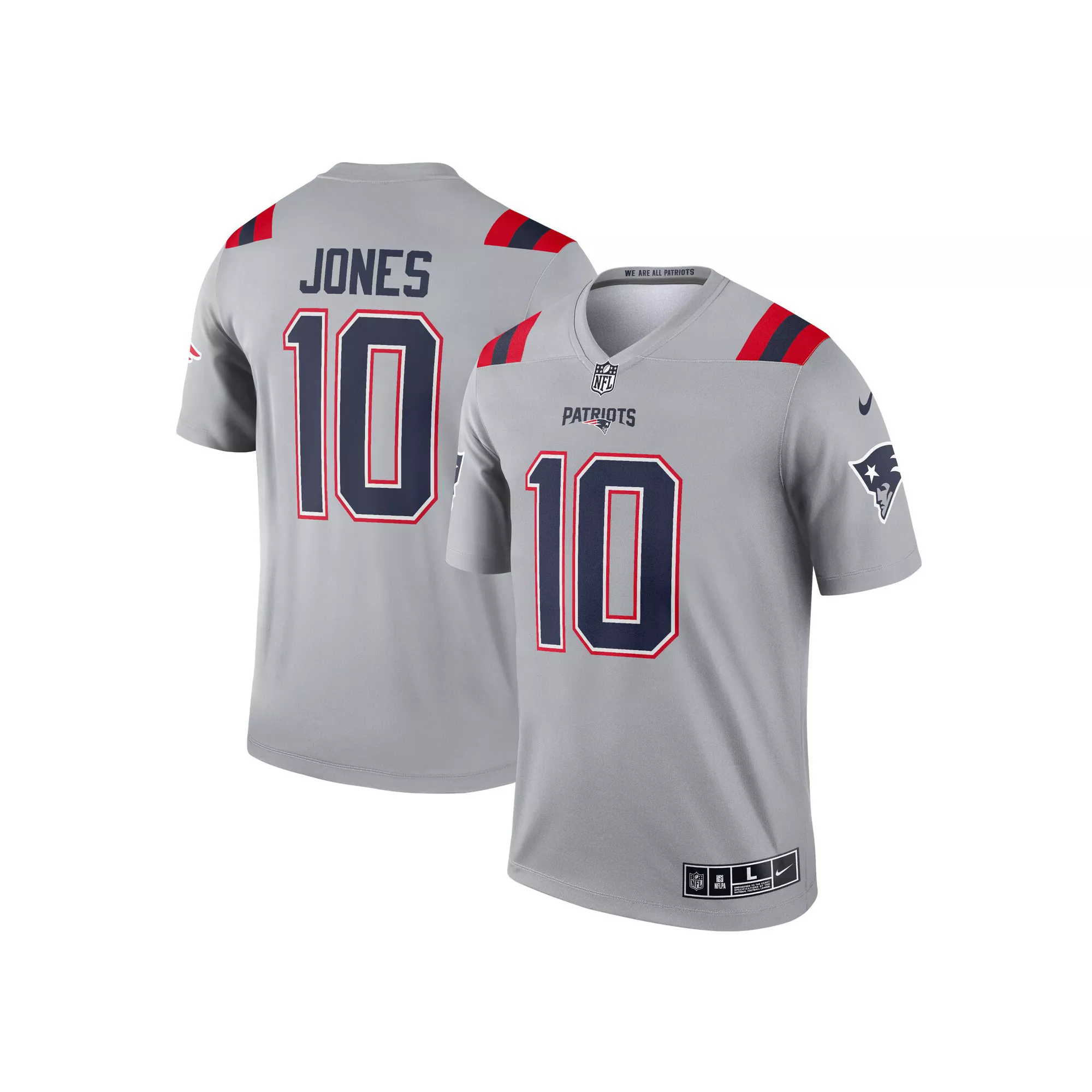 Men's Nike Mac Jones Gray New England Patriots Inverted Legend Jersey