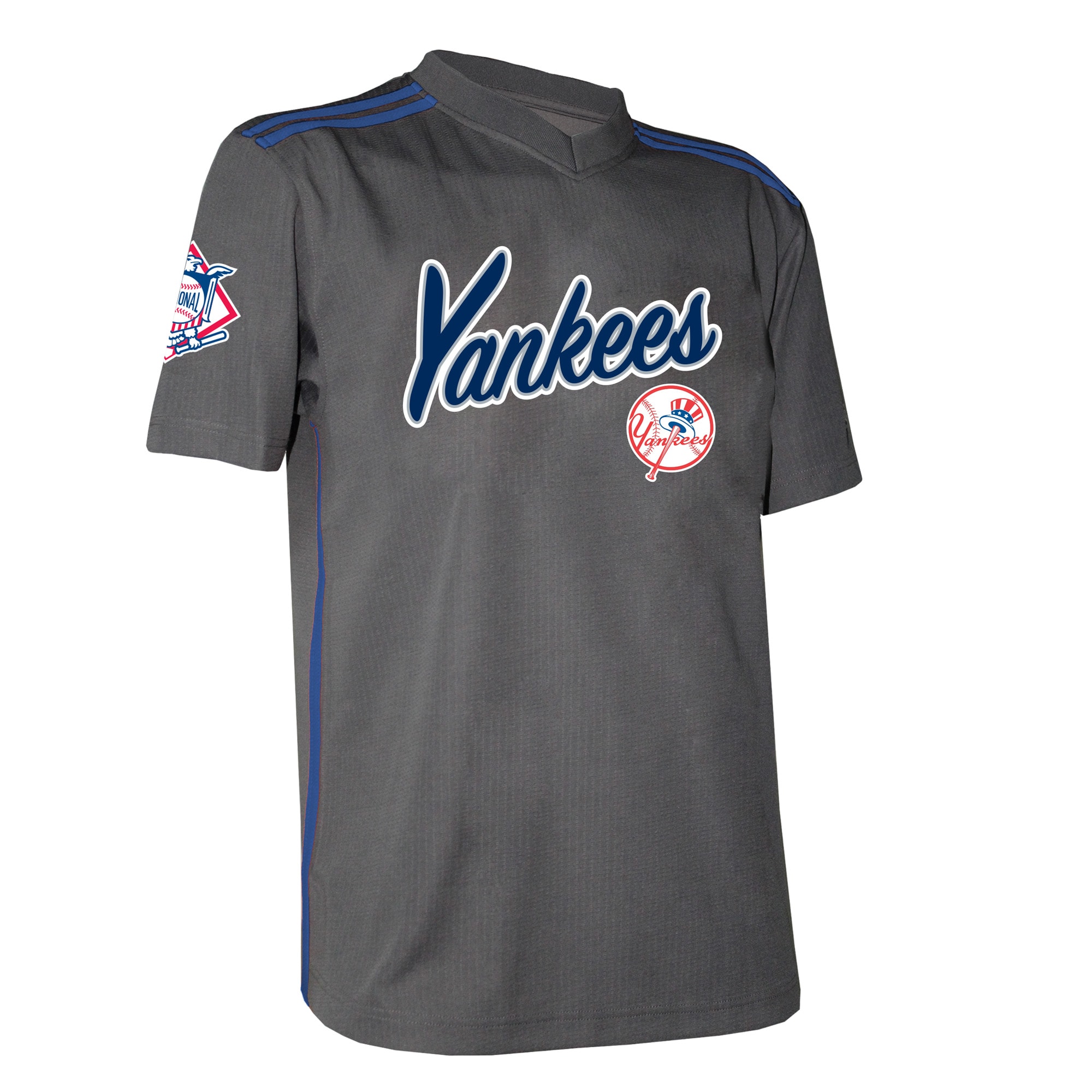 New York Yankees Stitches  Team V-Neck Jersey - Charcoal